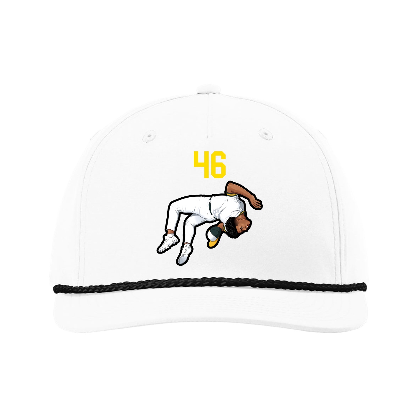 Five-Panel Classic Rope Cap — Number Top in White