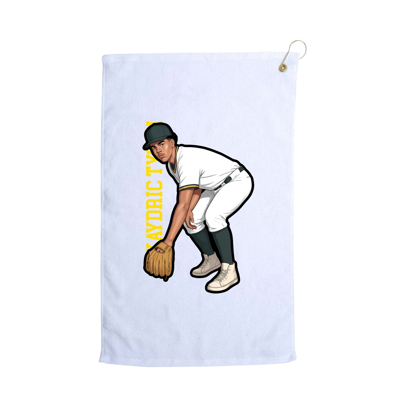 Golf Towel — Name Vertical in White