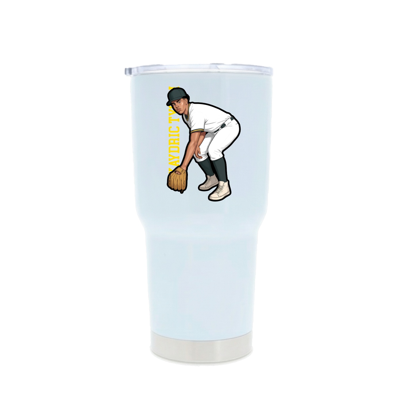 30oz Stainless Steel Tumbler — Name Vertical in White