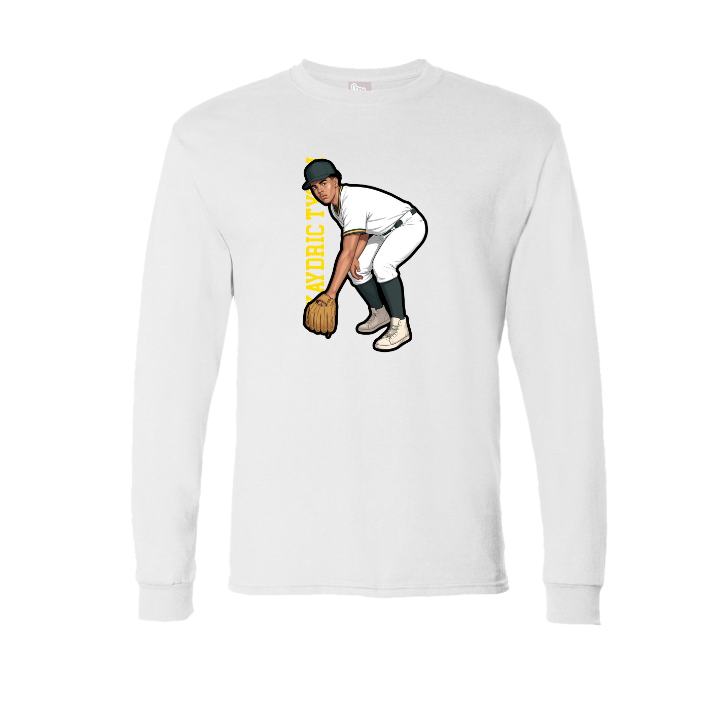 Long Sleeve Tee — Name Vertical in White