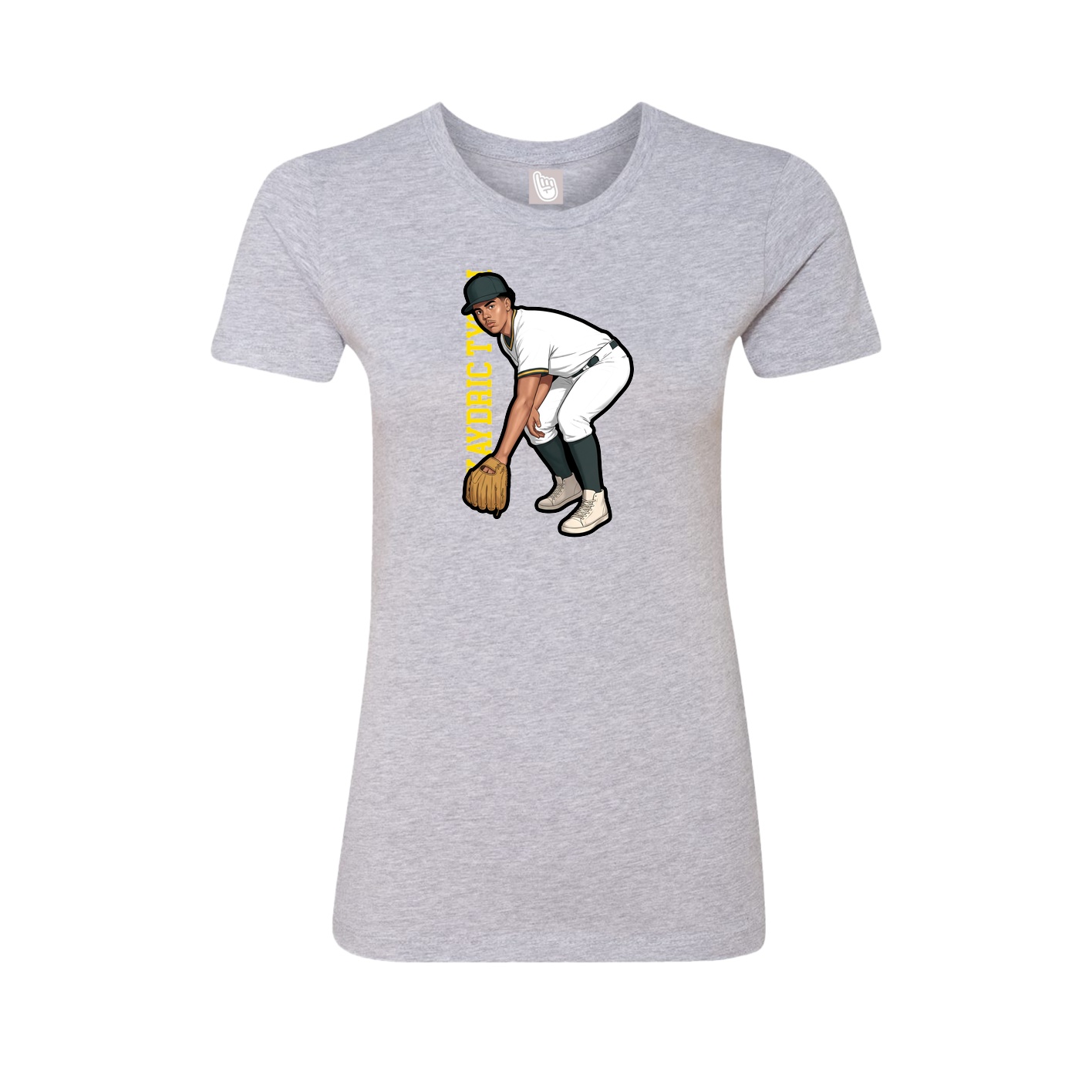 Fitted Women's Tee — Name Vertical in Grey