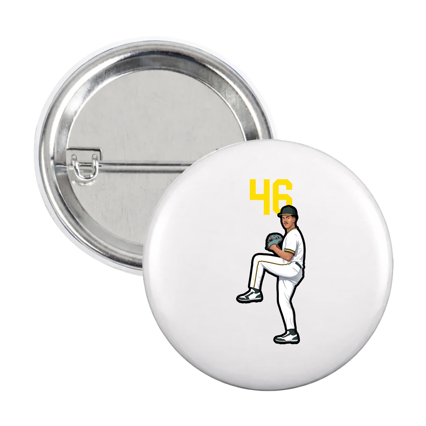 Game Day Button — Number Top in White