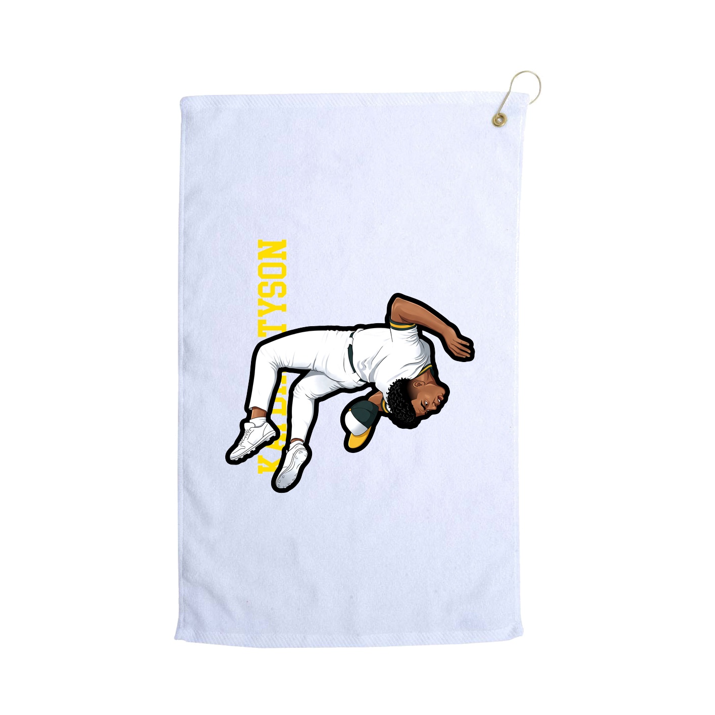Golf Towel — Name Vertical in White