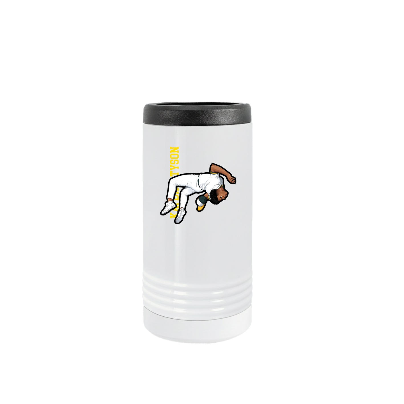 Slim Beverage Holder — Name Vertical in White