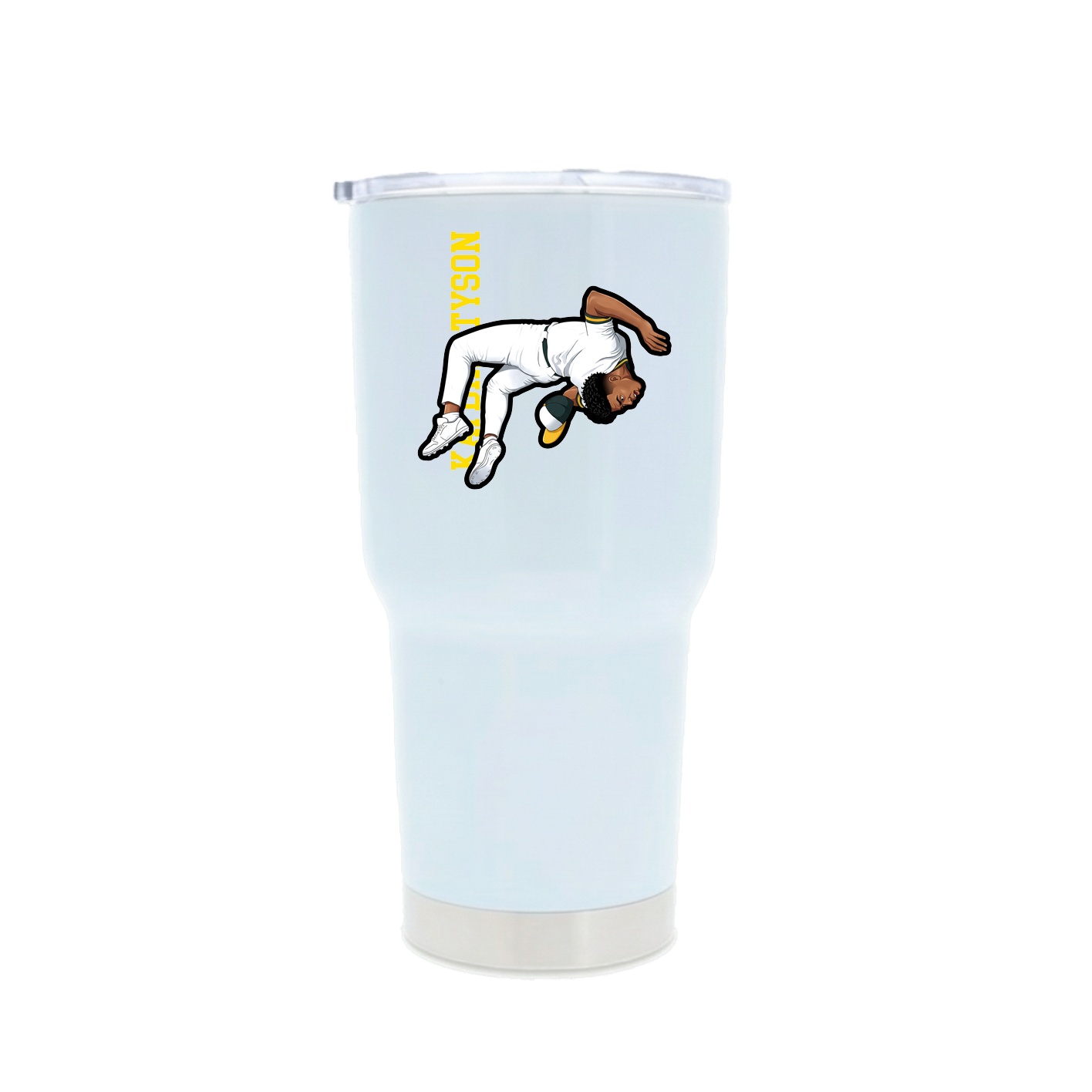 30oz Stainless Steel Tumbler — Name Vertical in White