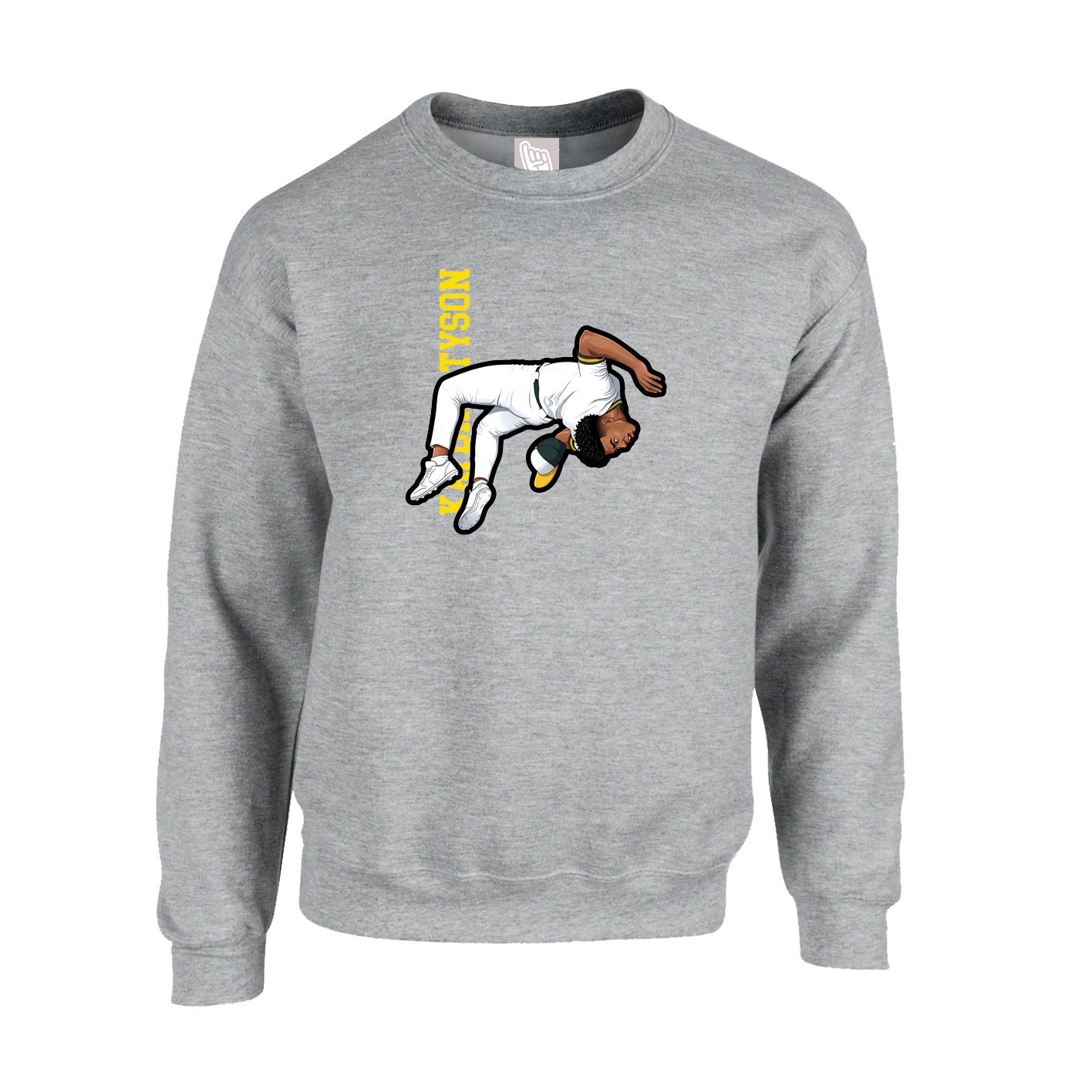 Fleece Crew — Name Vertical in Grey