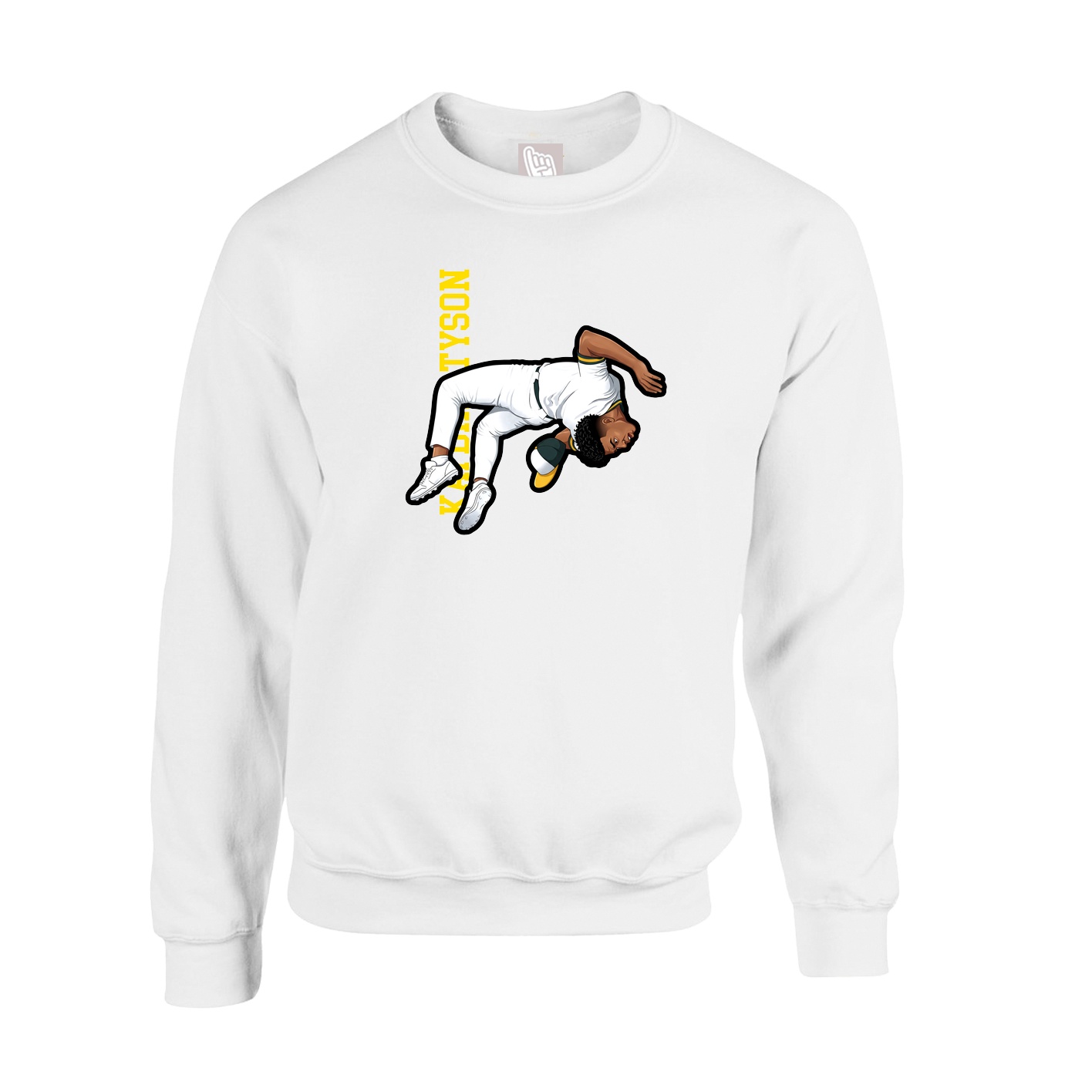 Fleece Crew — Name Vertical in White
