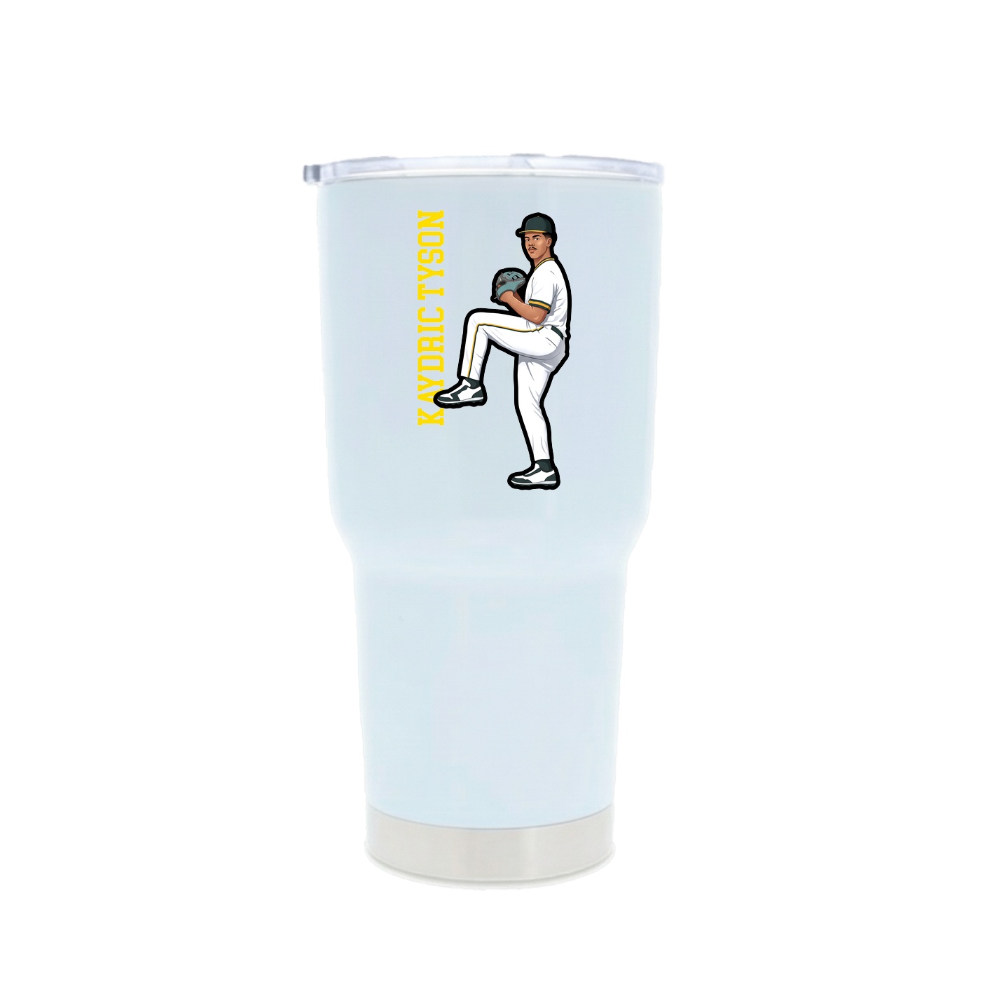 30oz Stainless Steel Tumbler — Name Vertical in White