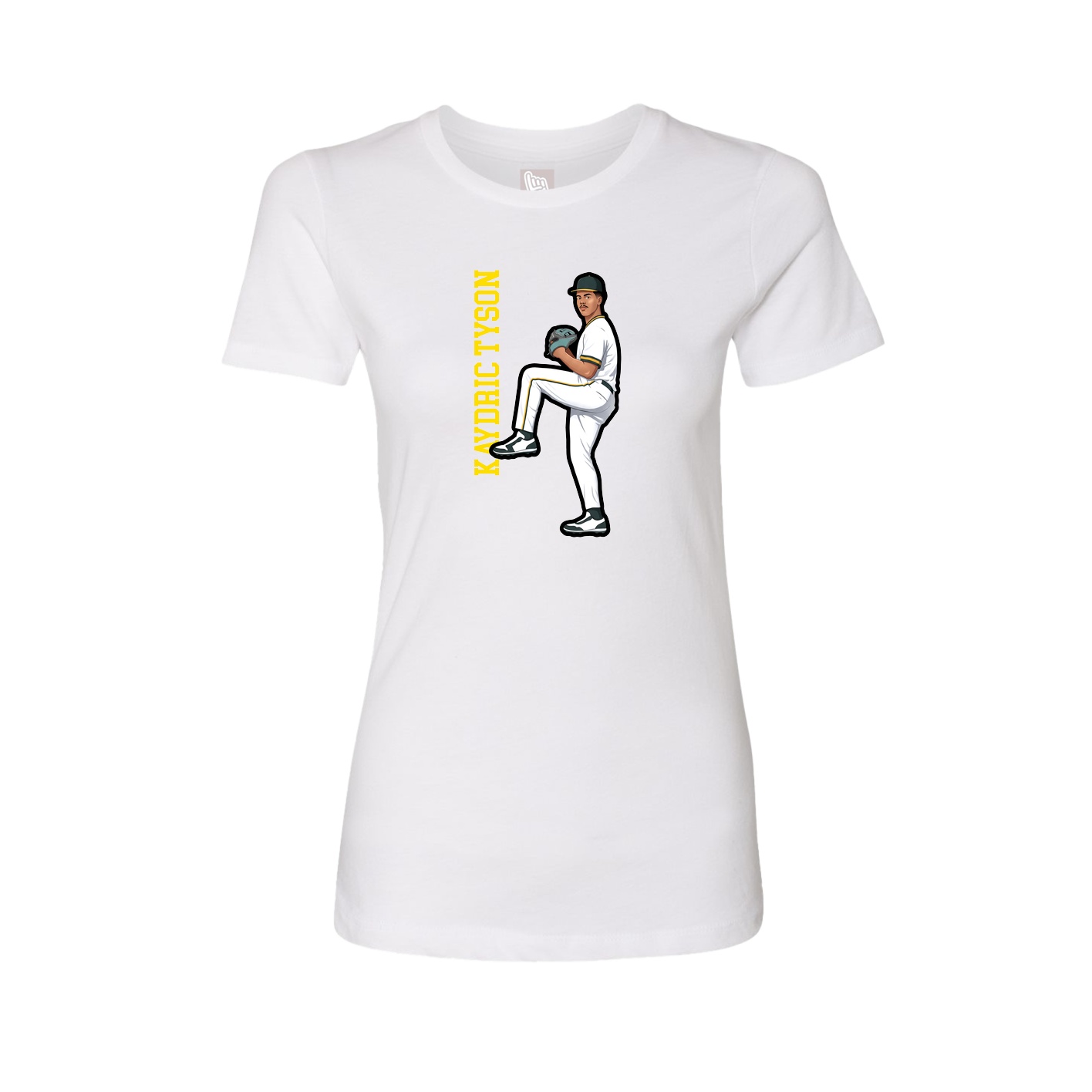 Womens Tee — Name Vertical in White