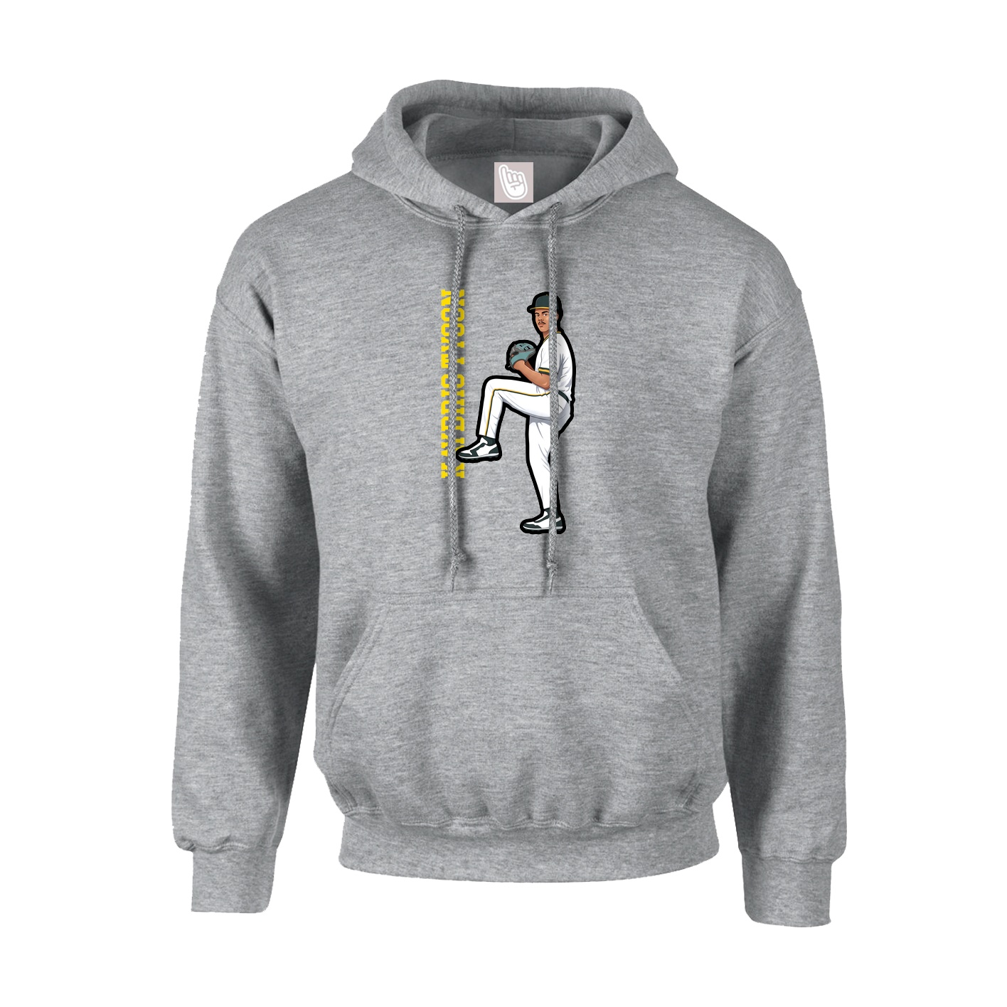 Youth Hoodie — Name Vertical in Grey