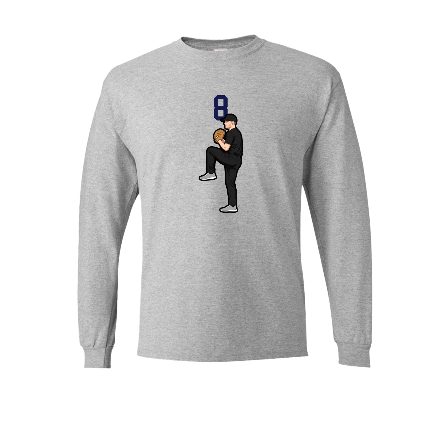 Long Sleeve Tee — Number Top in Grey