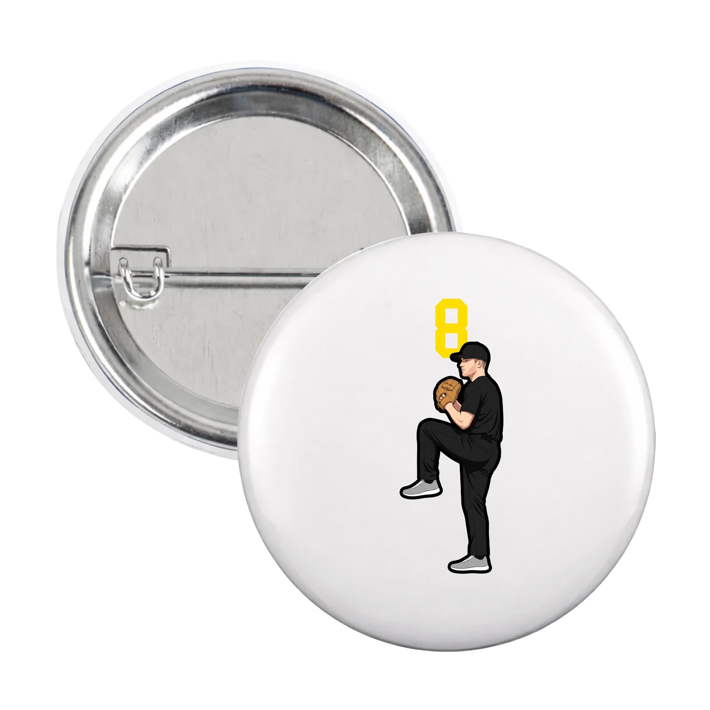 Game Day Button — Number Top in White