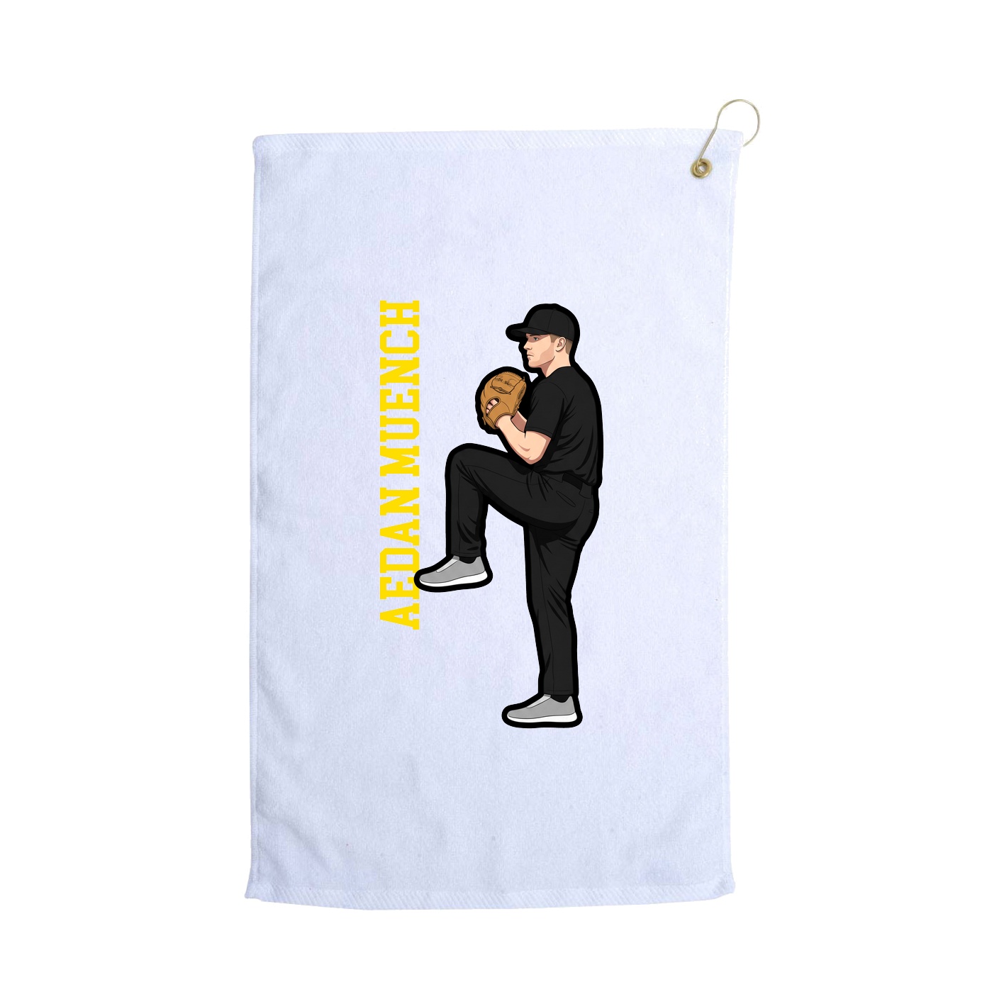 Golf Towel — Name Vertical in White
