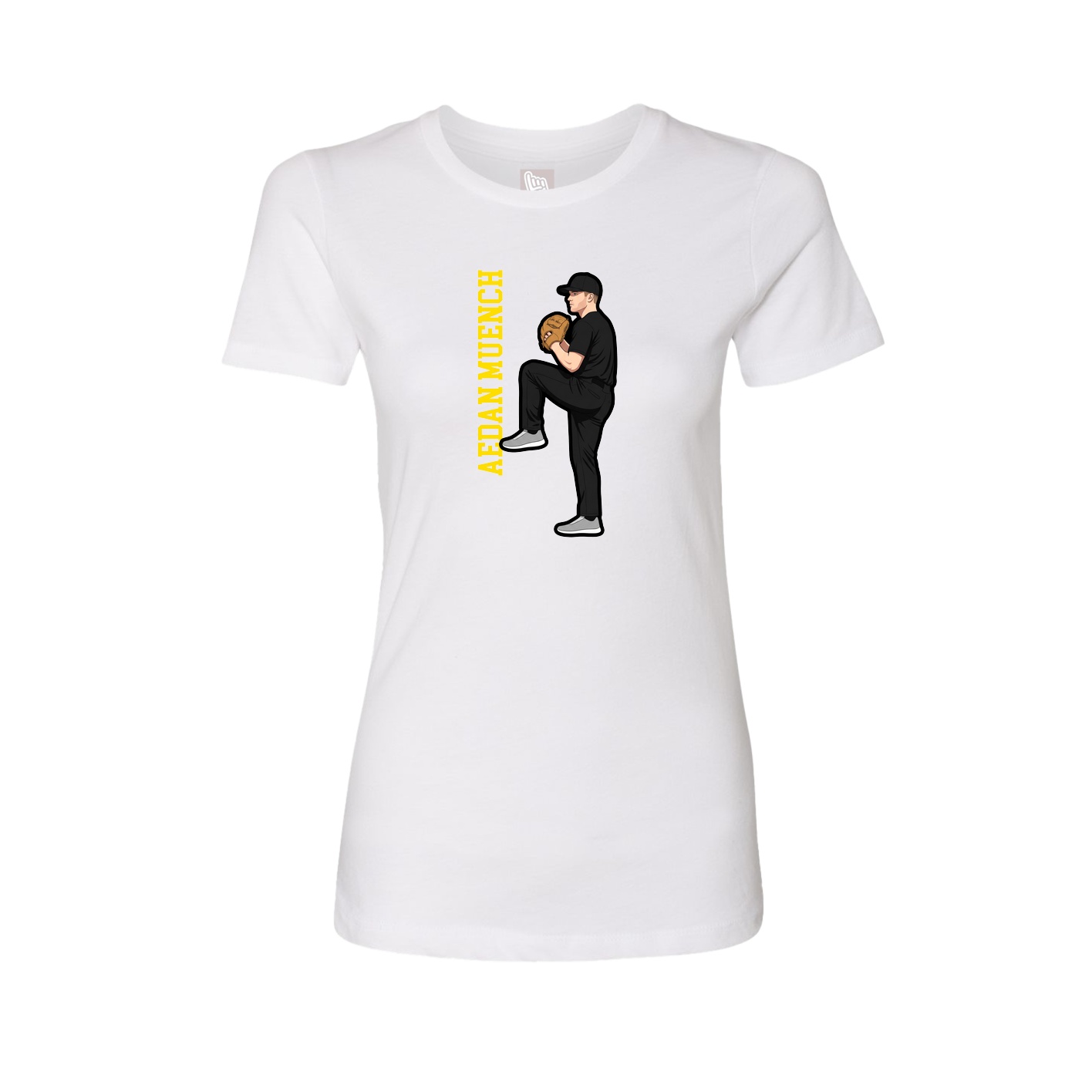 Fitted Women's Tee — Name Vertical in White