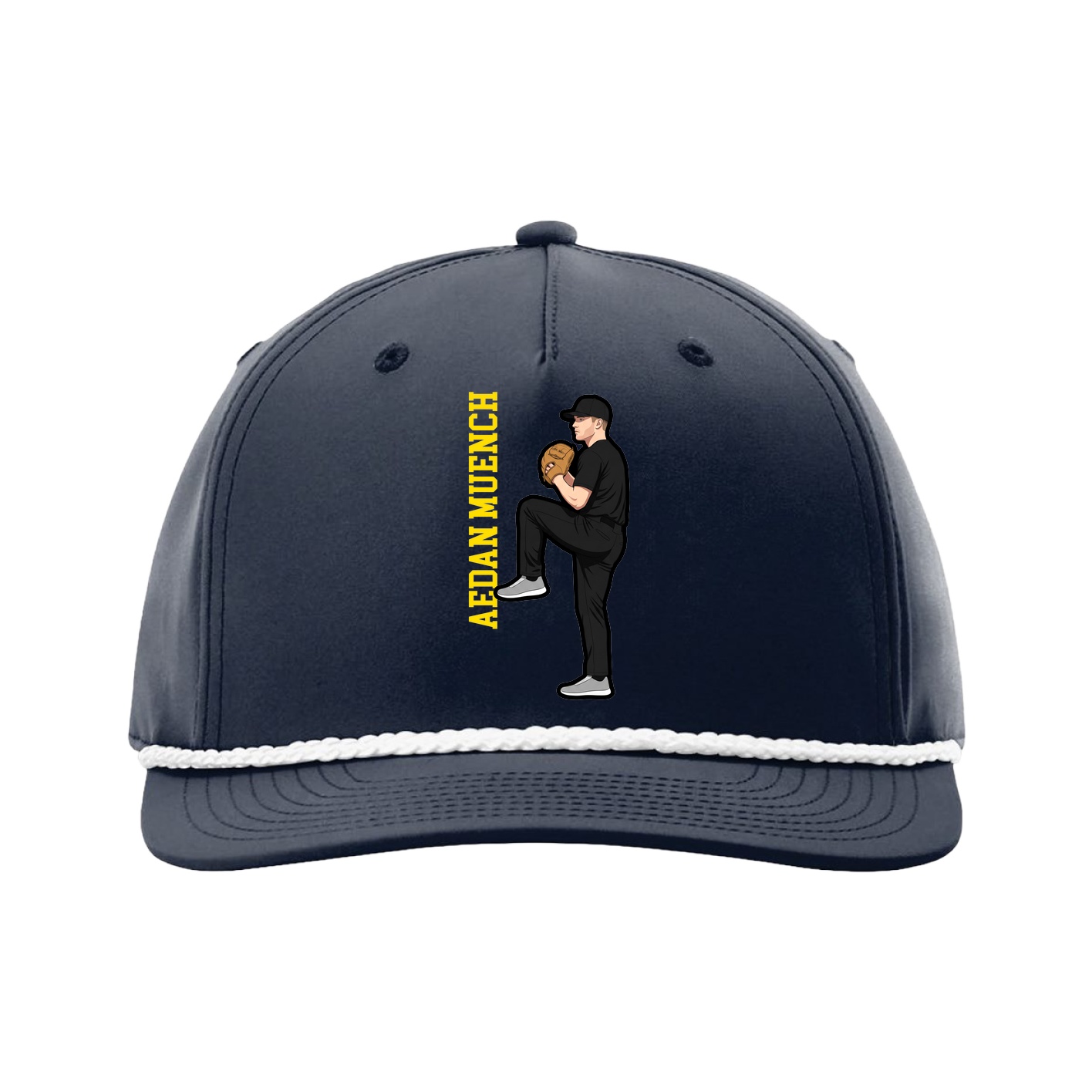 Five-Panel Classic Rope Cap — Name Vertical in Navy