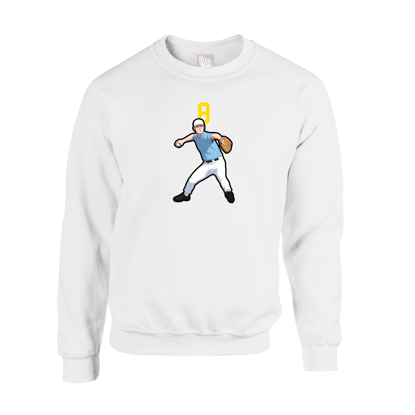 Fleece Crew — Number Top in White