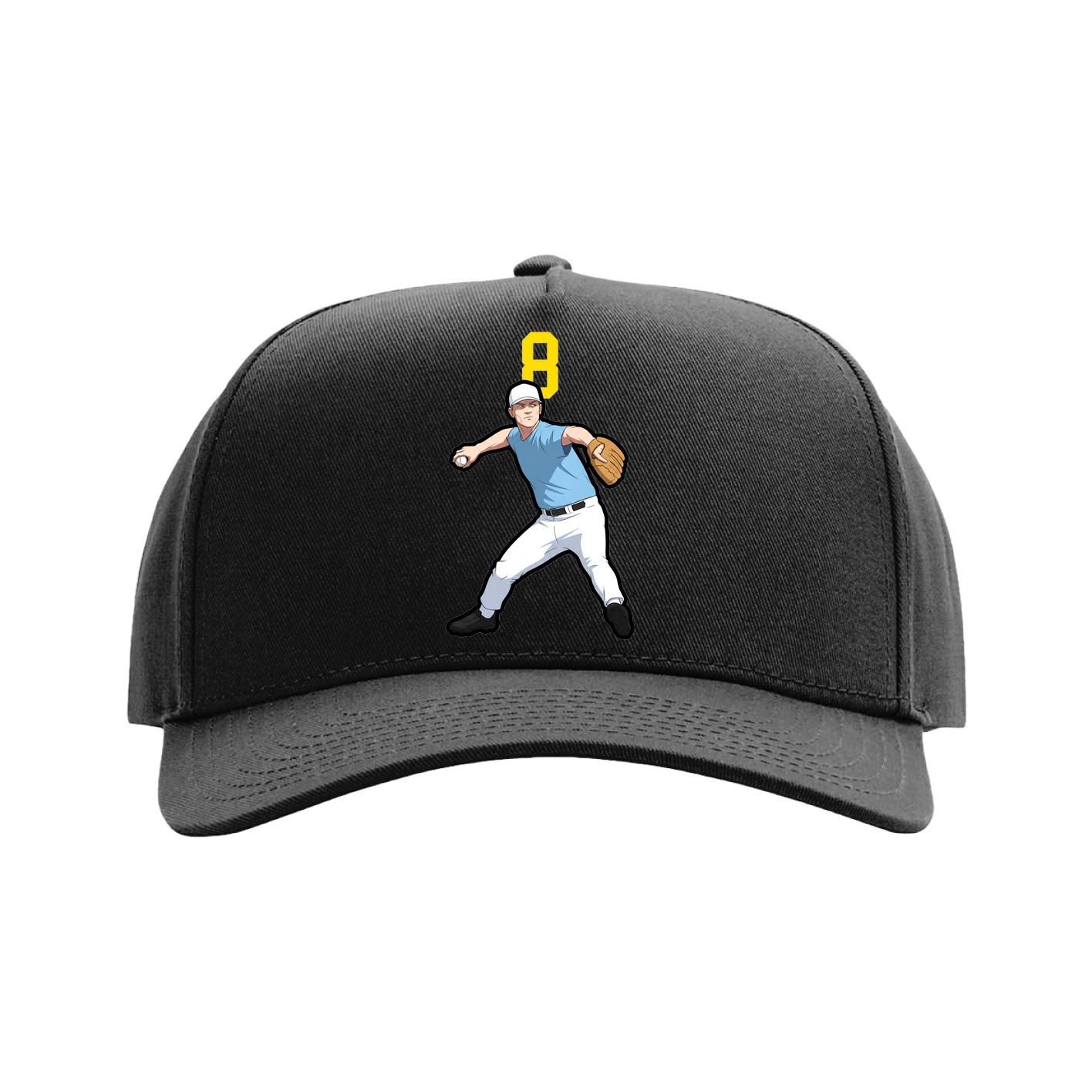 Full Fabric Five-Panel Champ Cap — Number Top in Black