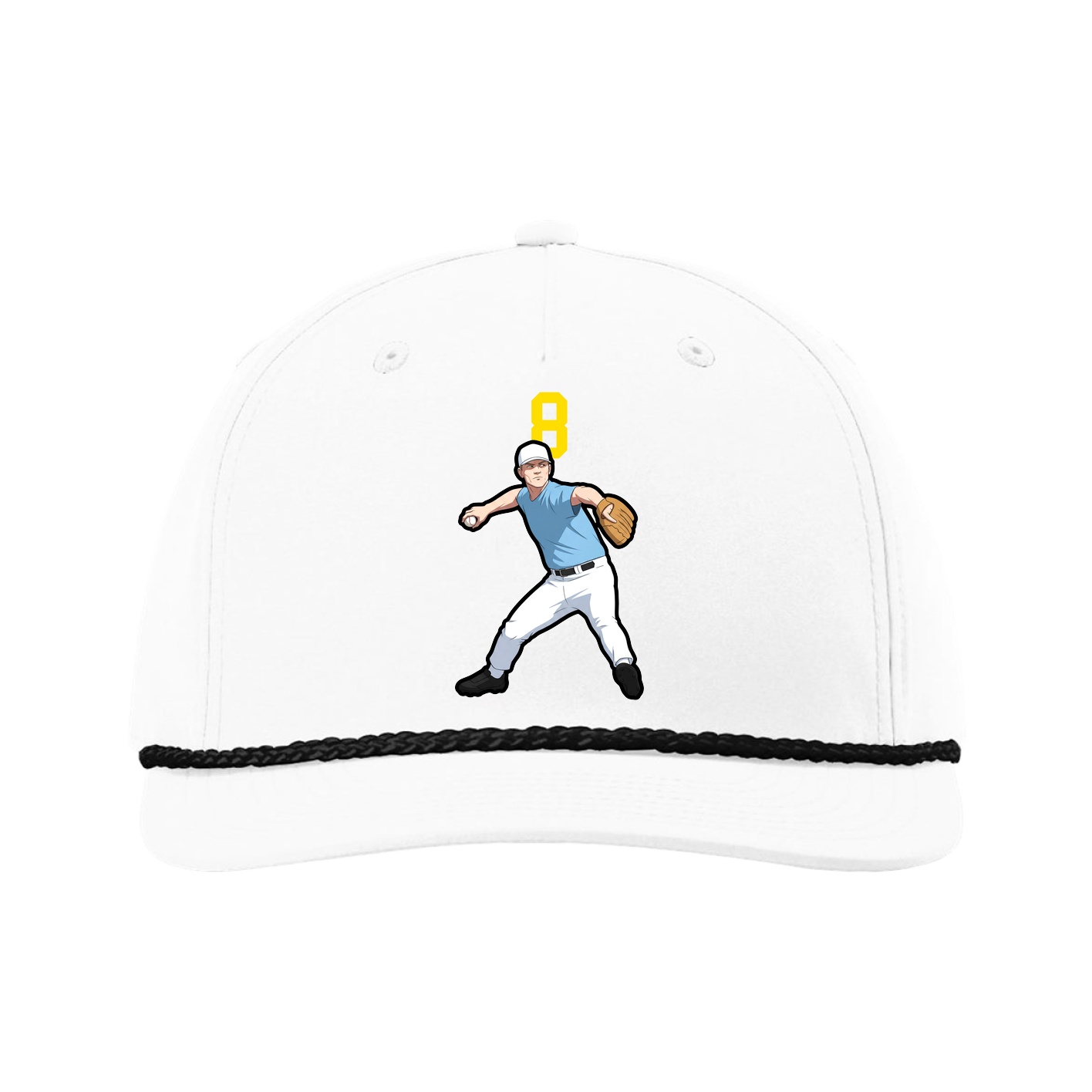 Five-Panel Classic Rope Cap — Number Top in White