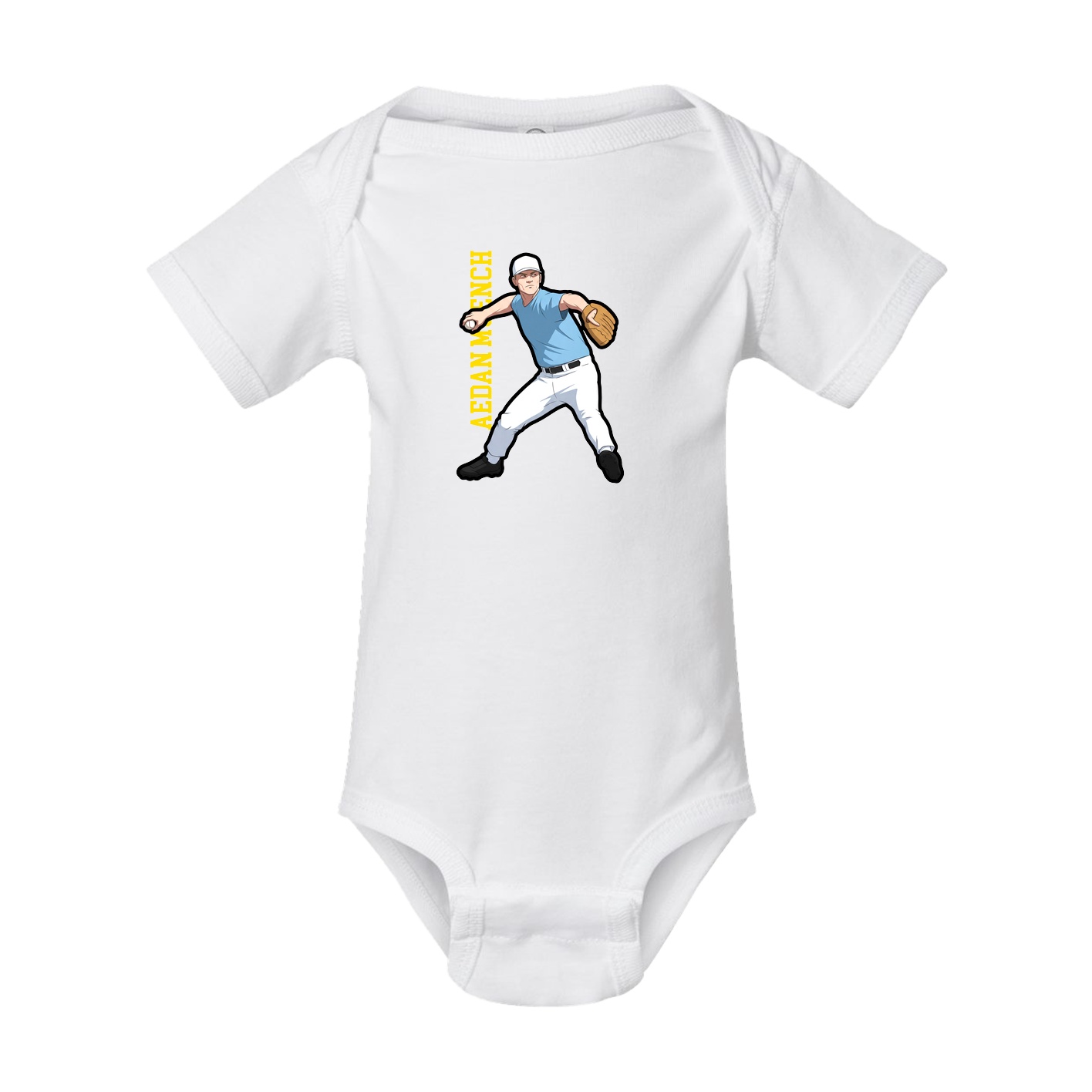 Baby Onesie — Name Vertical in White