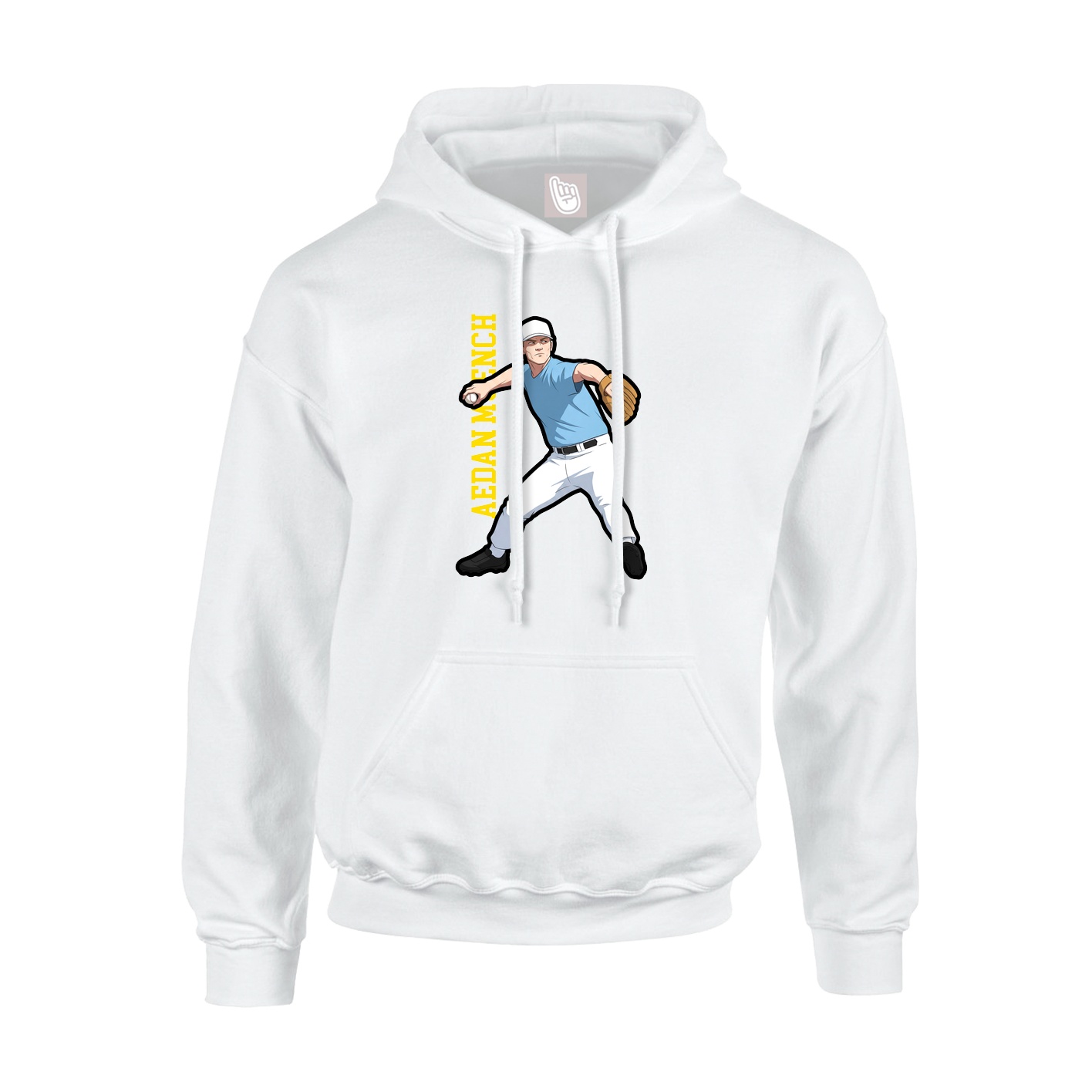 Youth Hoodie — Name Vertical in White