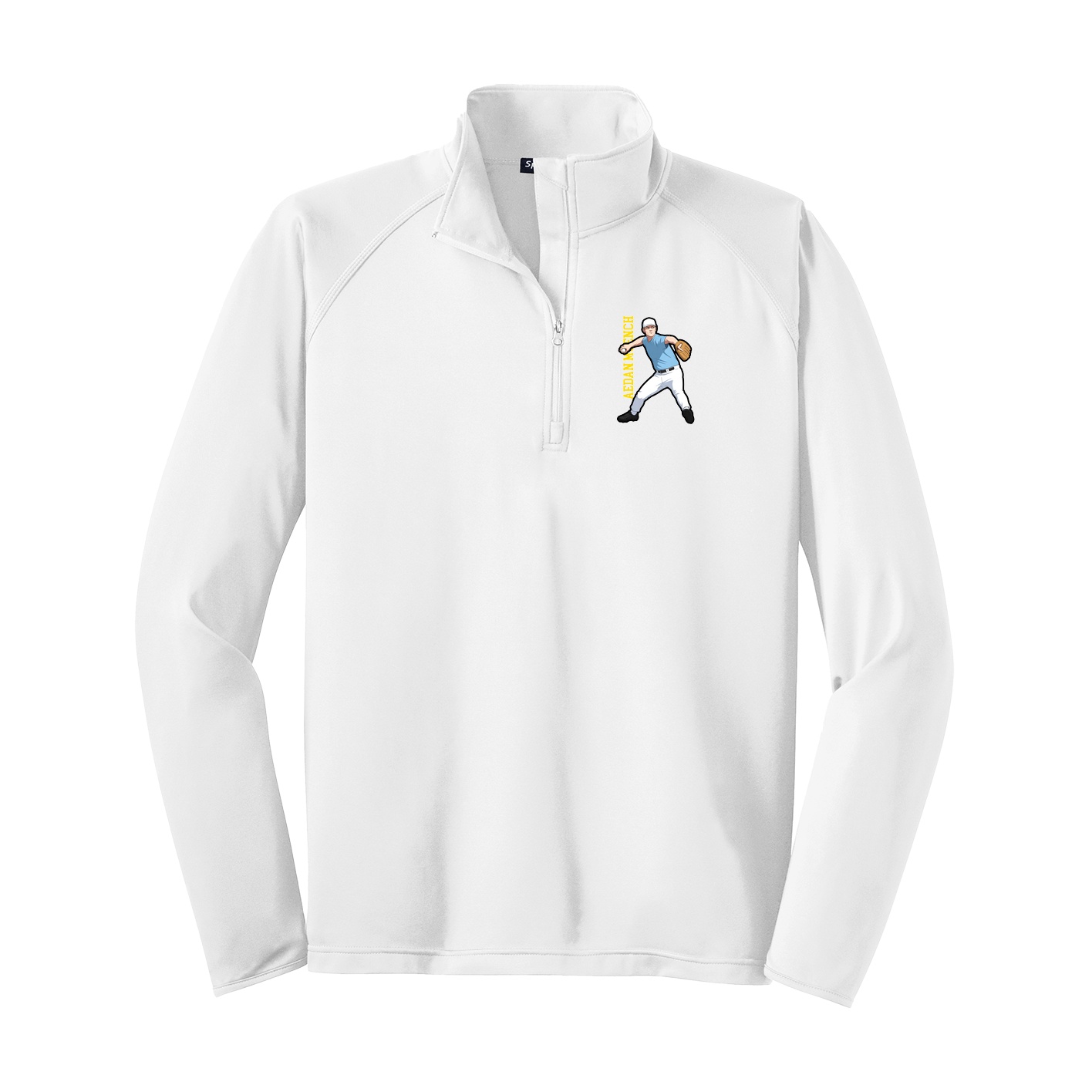 Q-Zip Pullover — Name Vertical in White