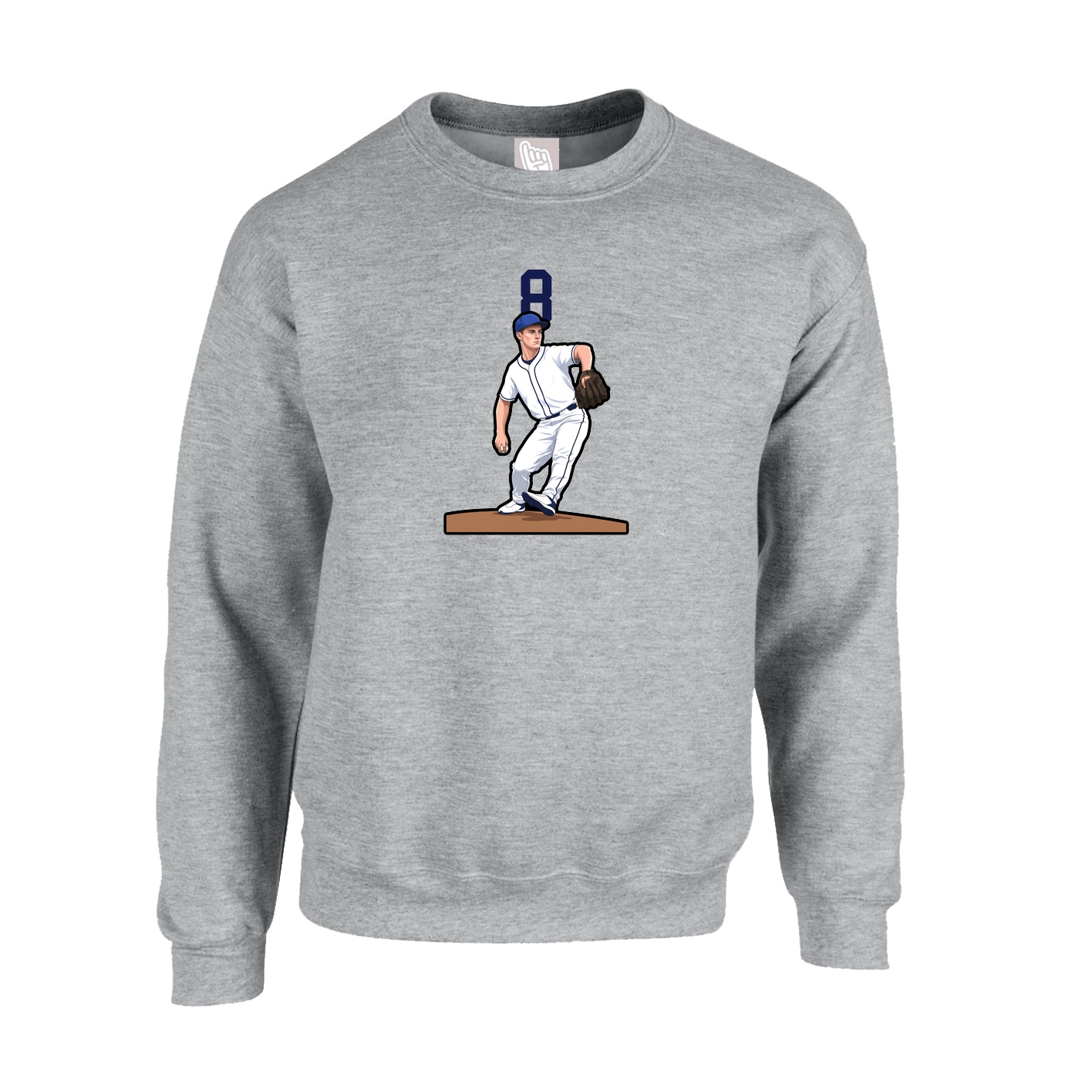 Fleece Crew — Number Top in Grey