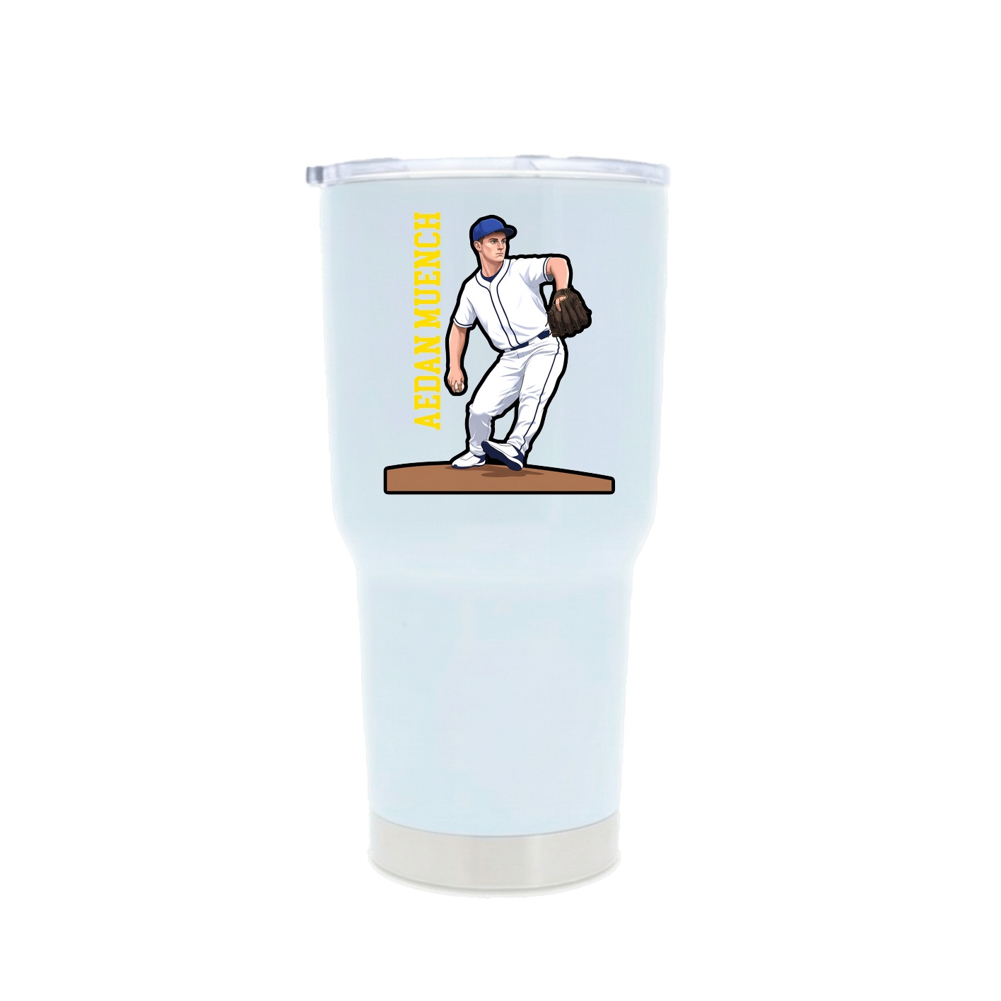 30oz Stainless Steel Tumbler — Name Vertical in White