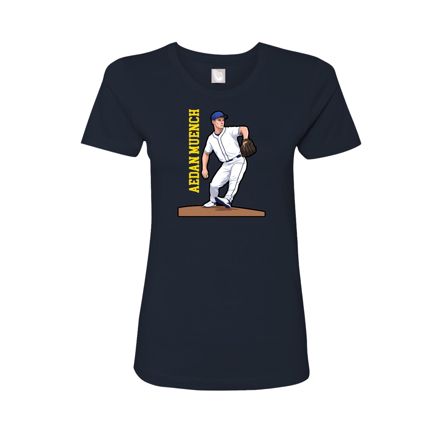 Fitted Women's Tee — Name Vertical in Navy