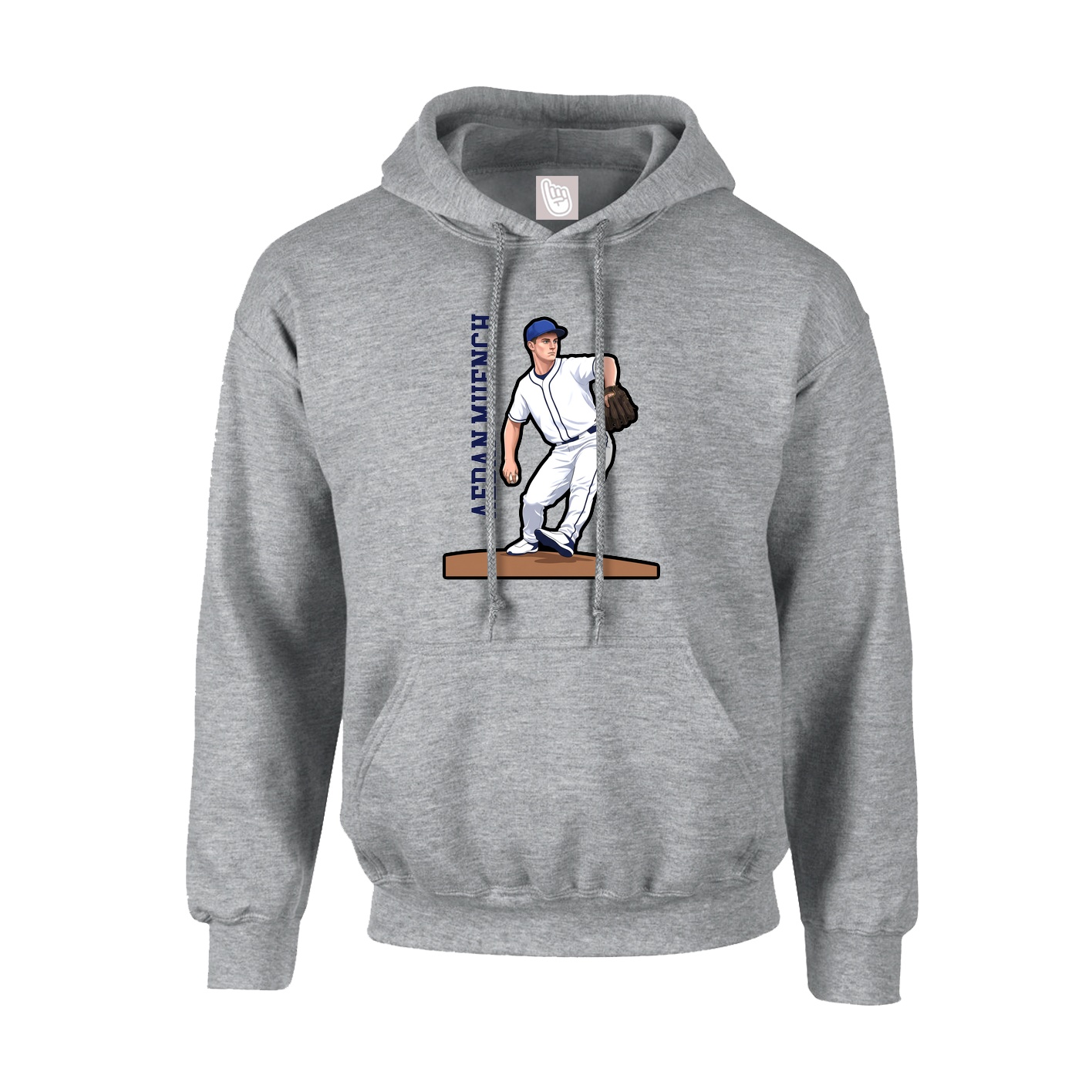 Youth Hoodie — Name Vertical in Grey