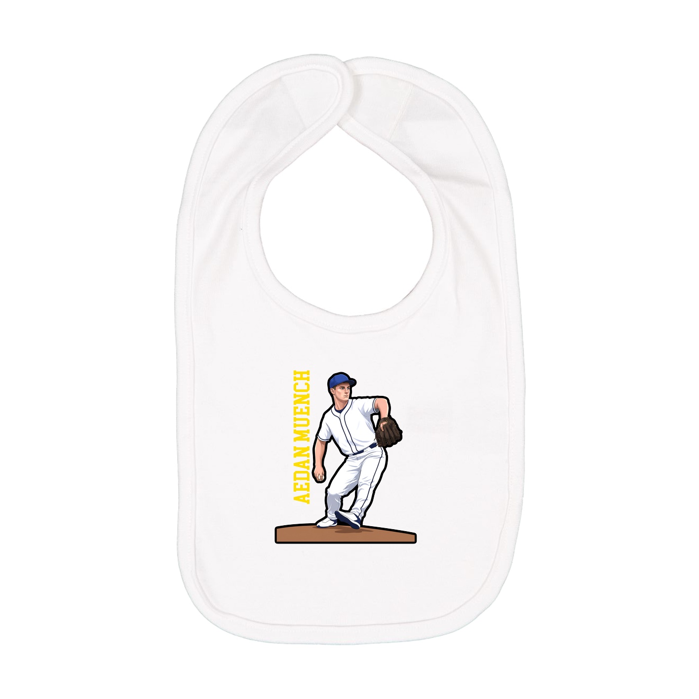 Infant Bib — Name Vertical in White