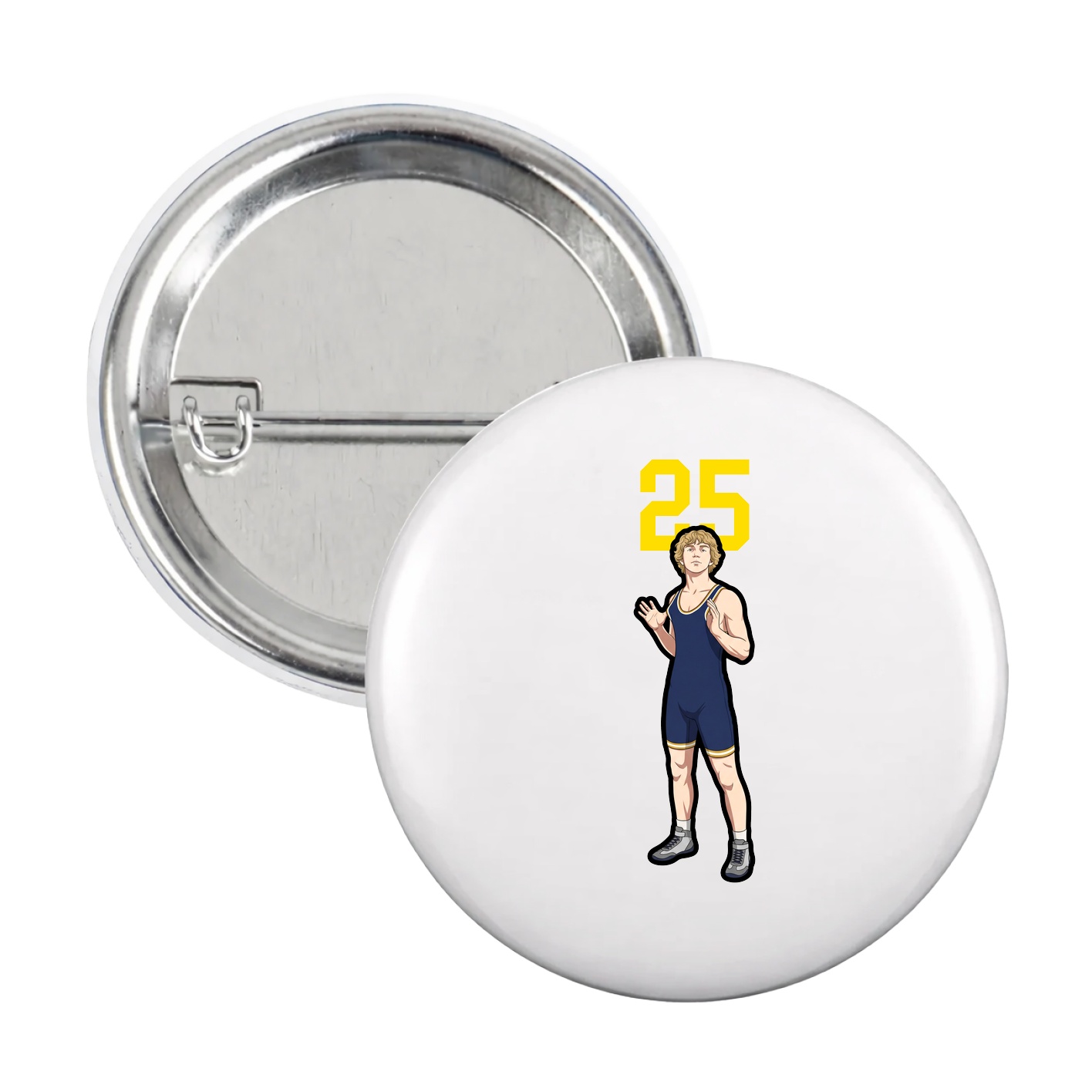 Game Day Button — Number Top in White