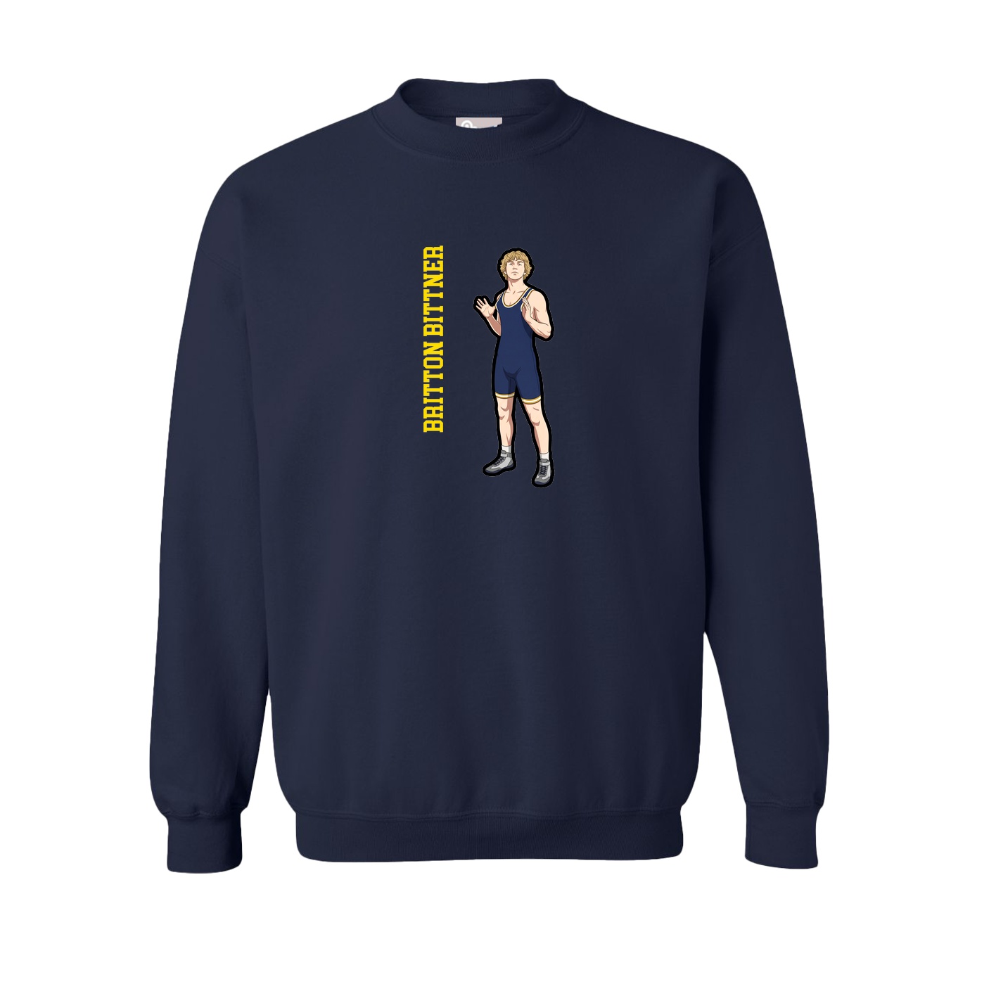 Fleece Crew — Name Vertical in Navy