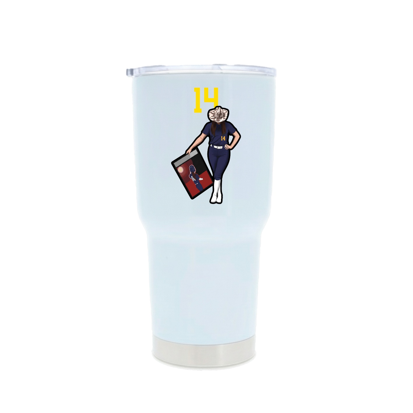 30oz Stainless Steel Tumbler — Number Top in White
