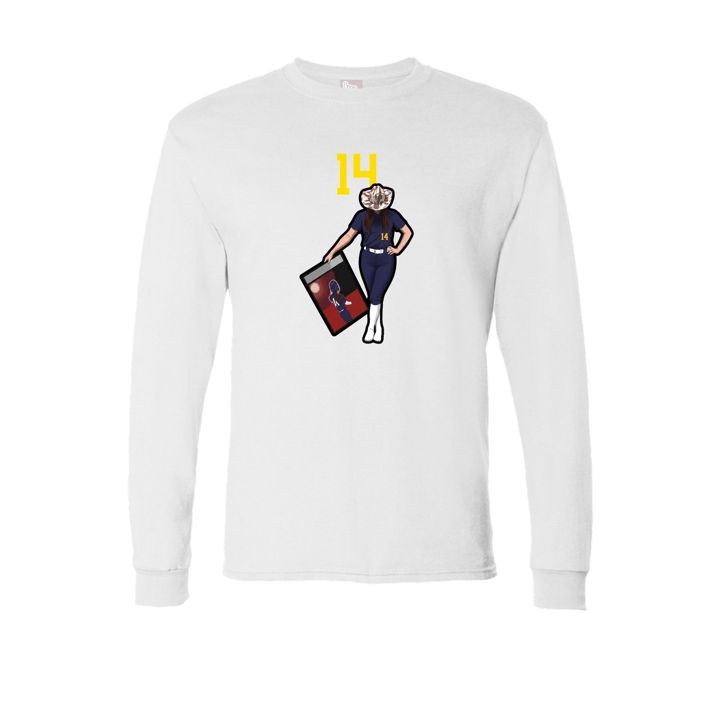 Long Sleeve Tee — Number Top in White
