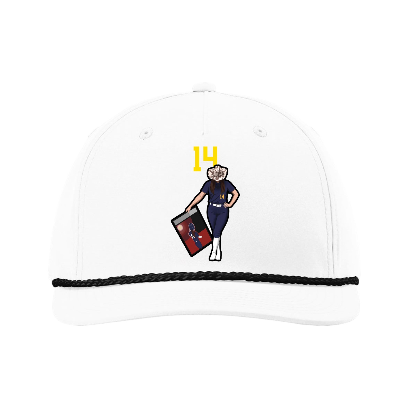 Five-Panel Classic Rope Cap — Number Top in White