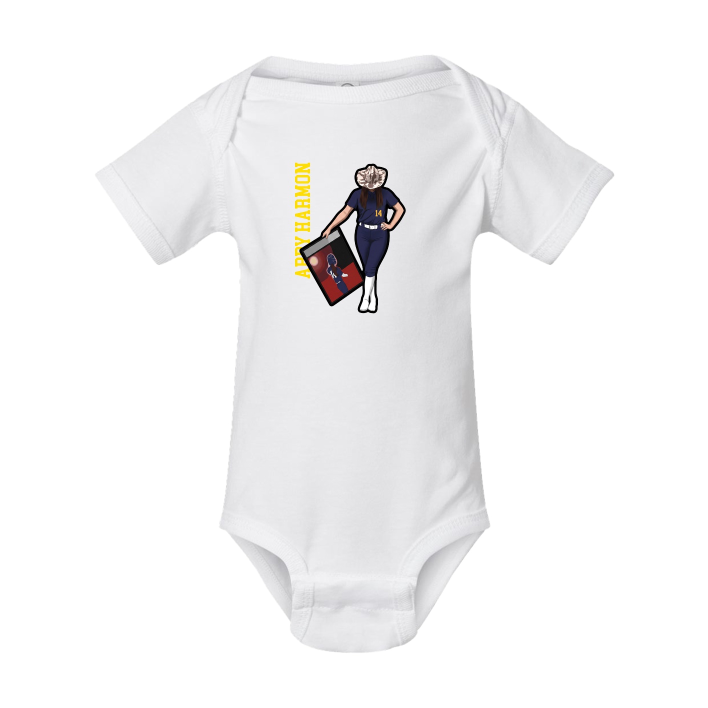 Baby Onesie — Name Vertical in White