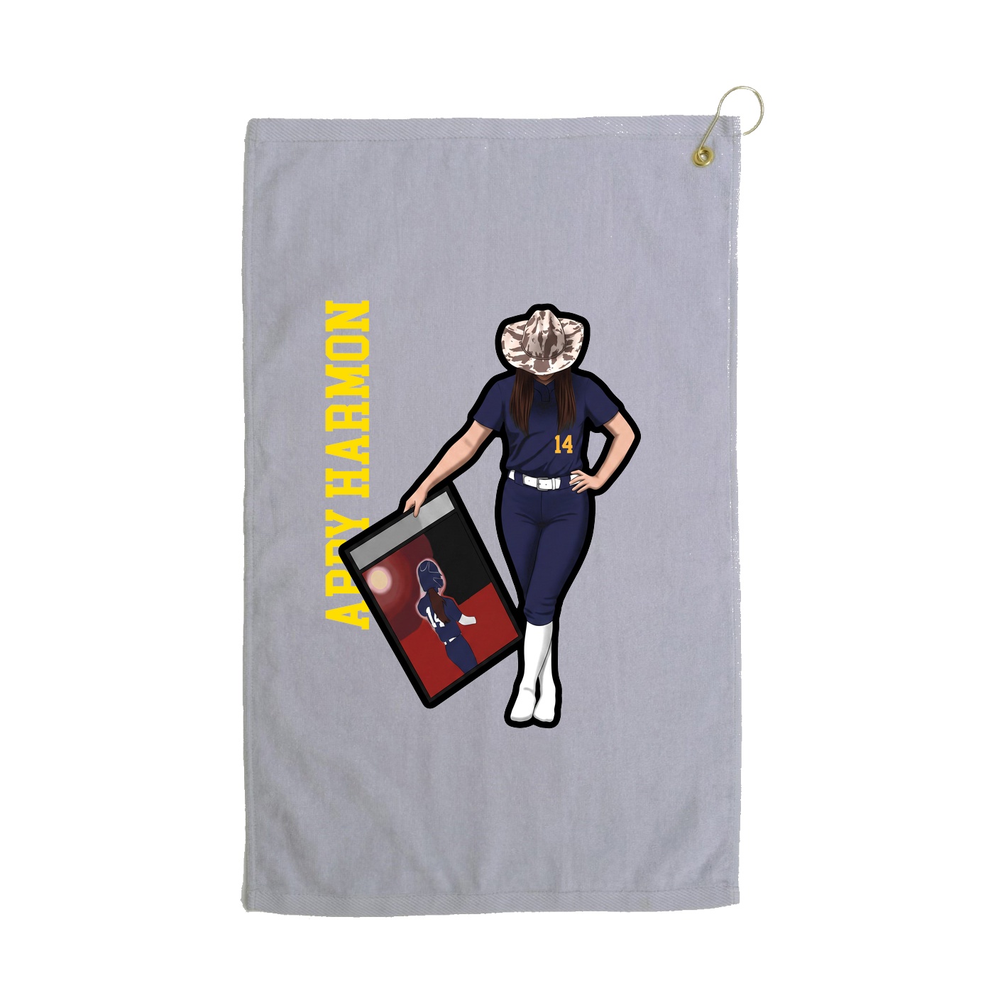 Golf Towel — Name Vertical in Grey