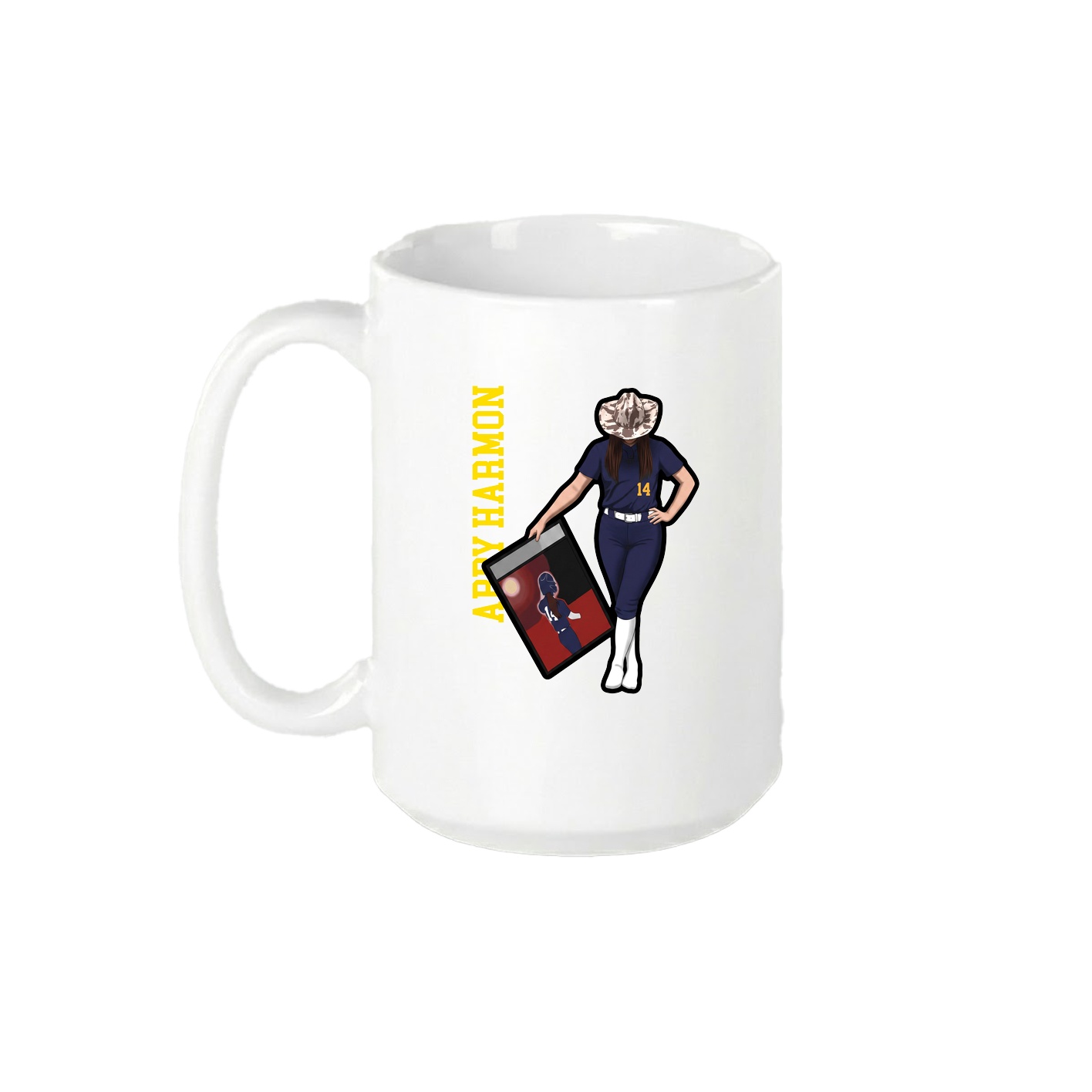 15oz Coffee Mug — Name Vertical in White