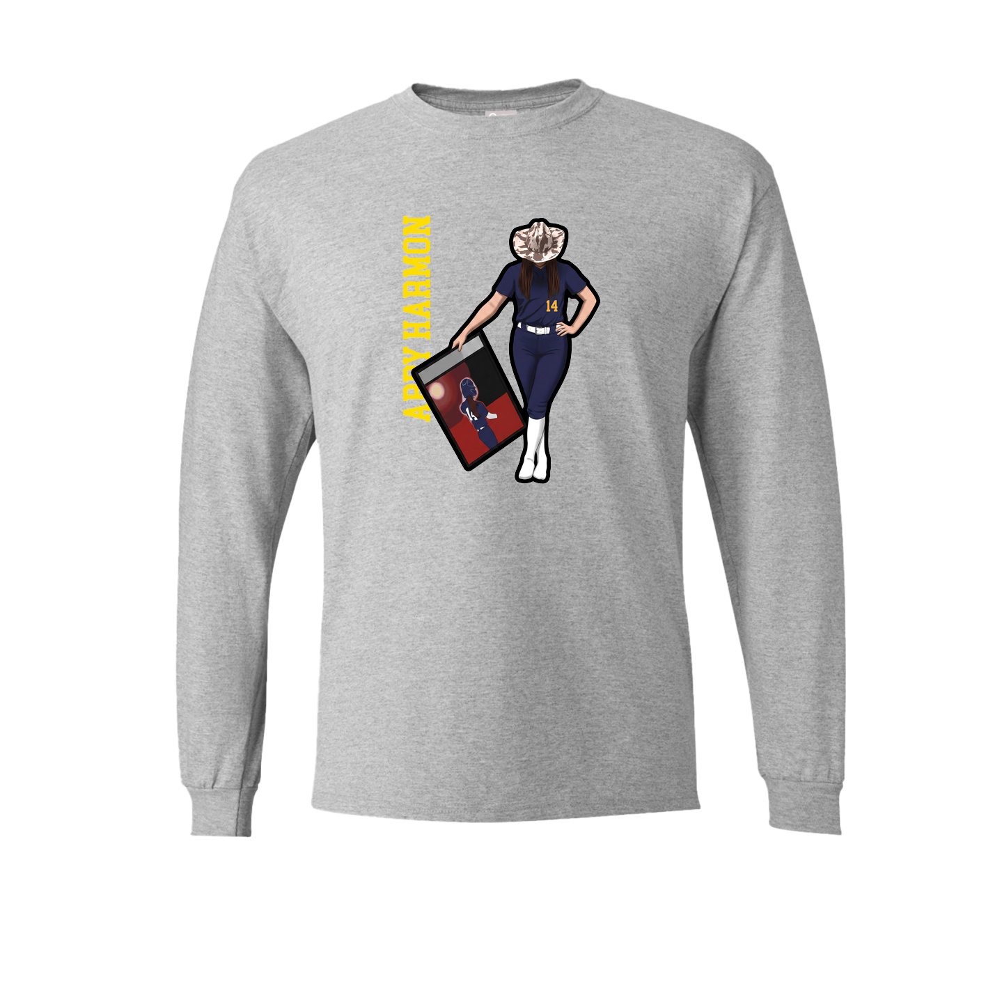 Long Sleeve Tee — Name Vertical in Grey