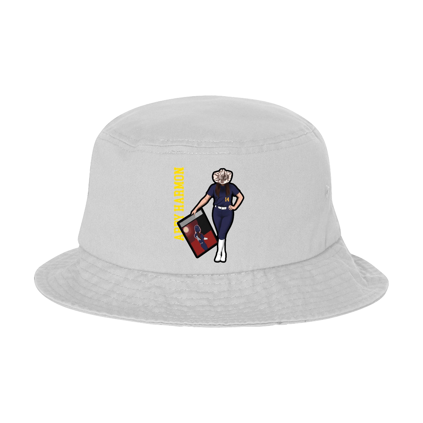 Bucket Cap — Name Vertical in White