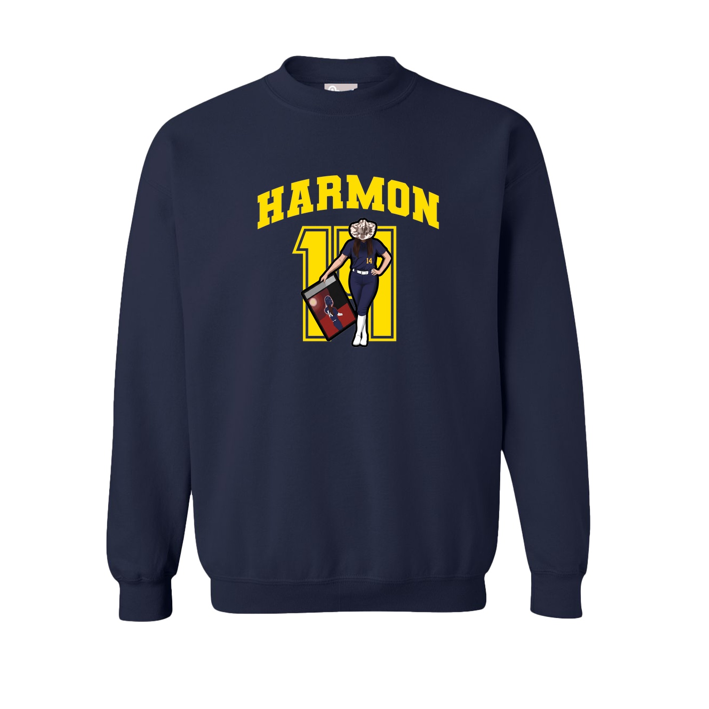 Fleece Crew — Number in Navy