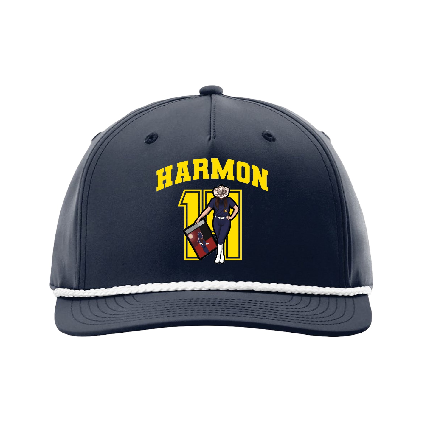 Five-Panel Classic Rope Cap — Number in Navy