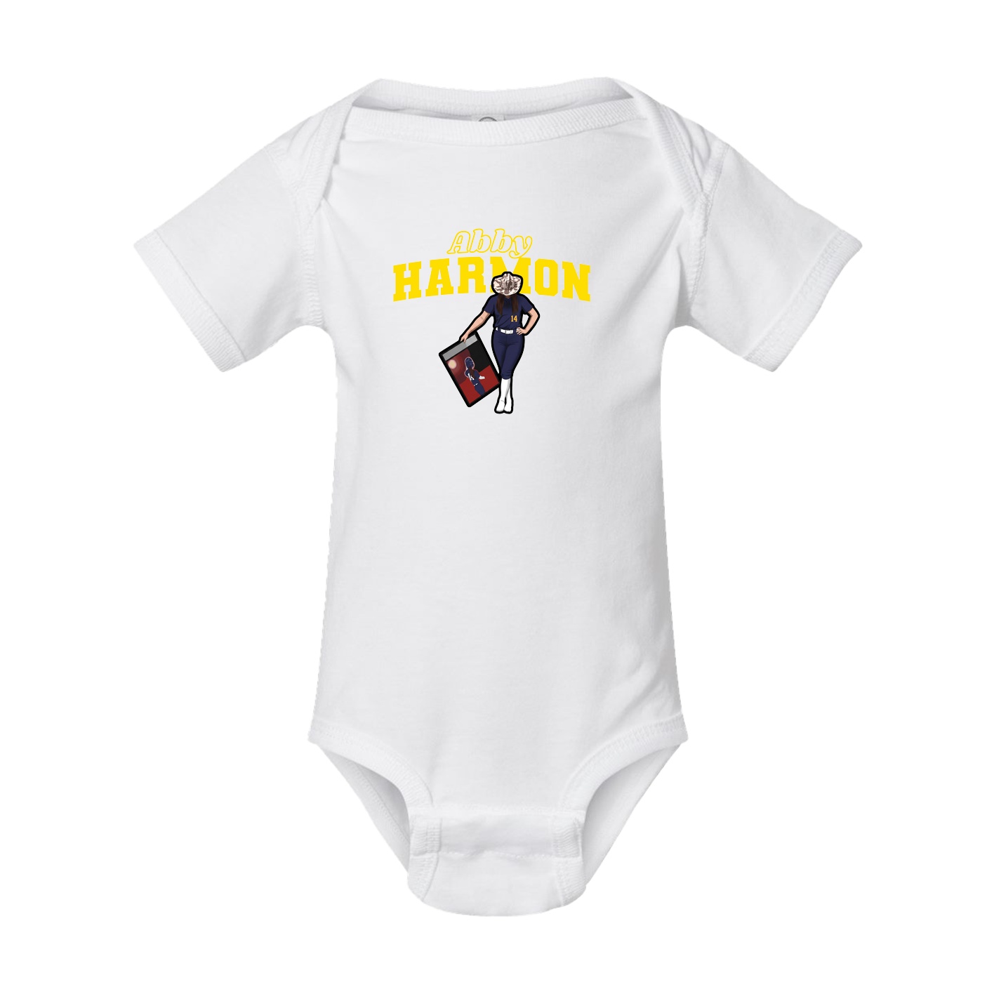 Baby Onesie — Name Arch in White