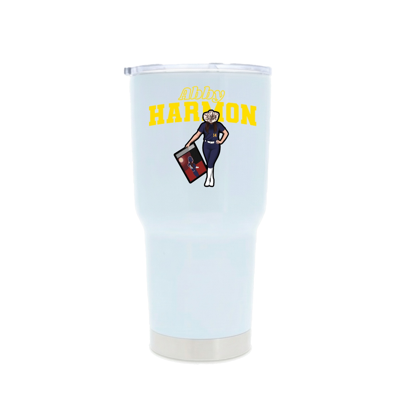 30oz Stainless Steel Tumbler — Name Arch in White