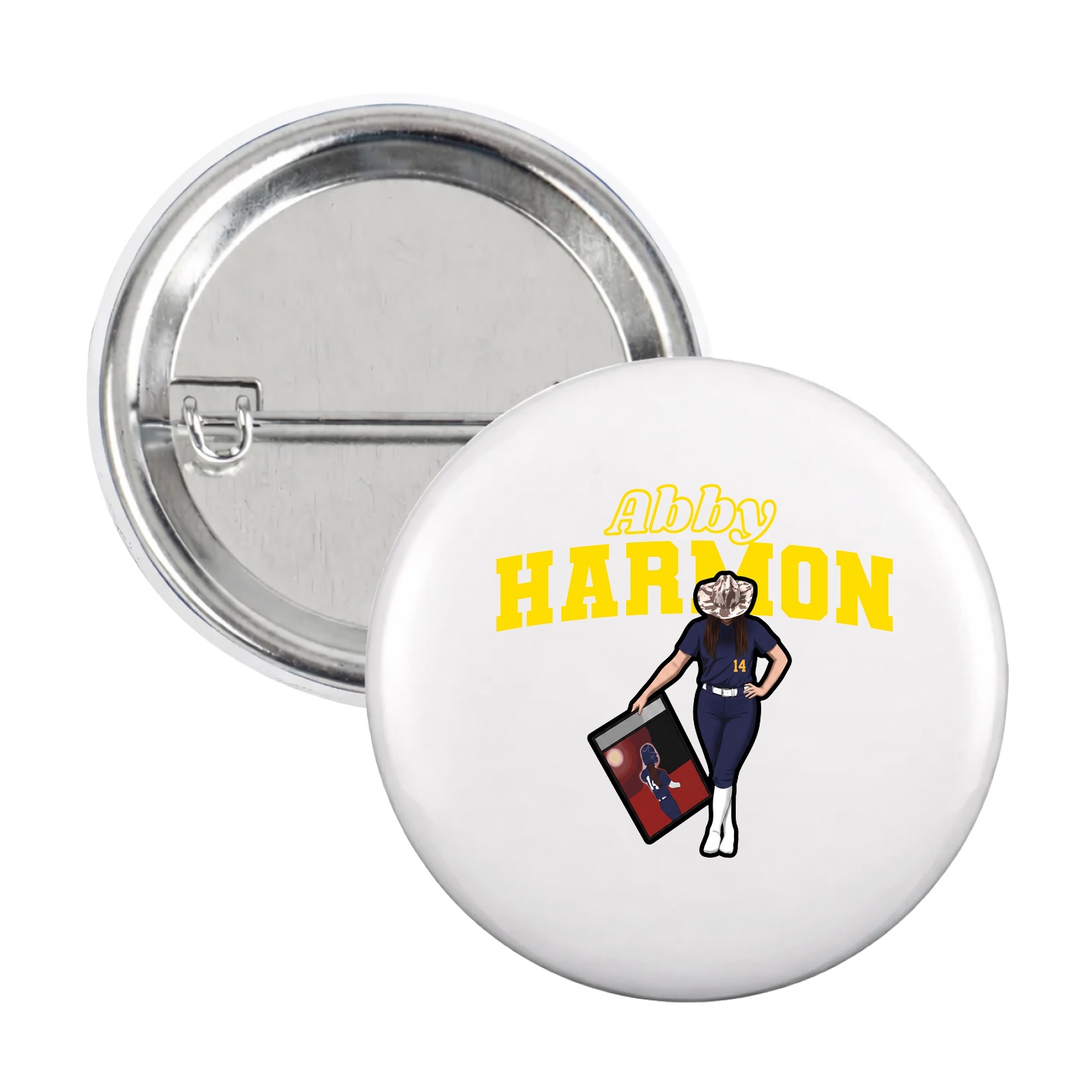 Game Day Button — Name Arch in White
