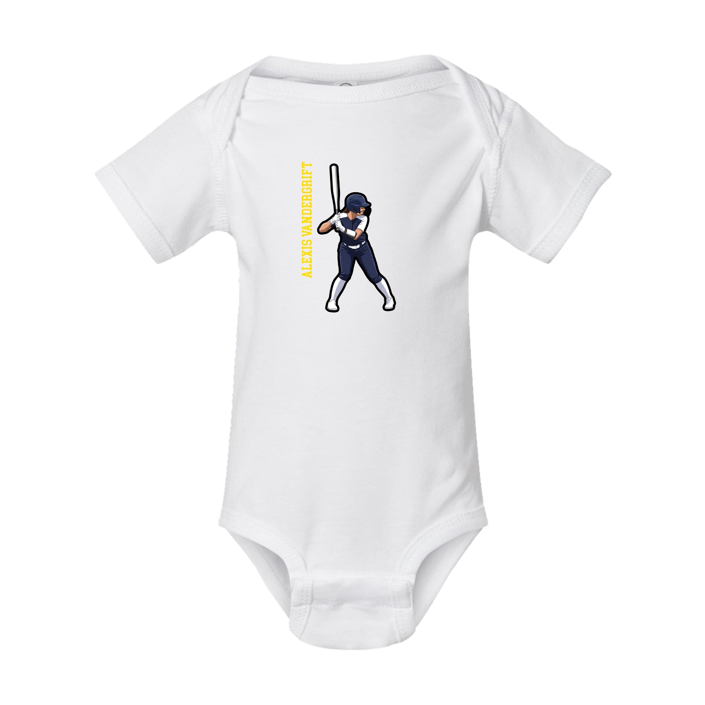 Baby Onesie — Name Vertical in White