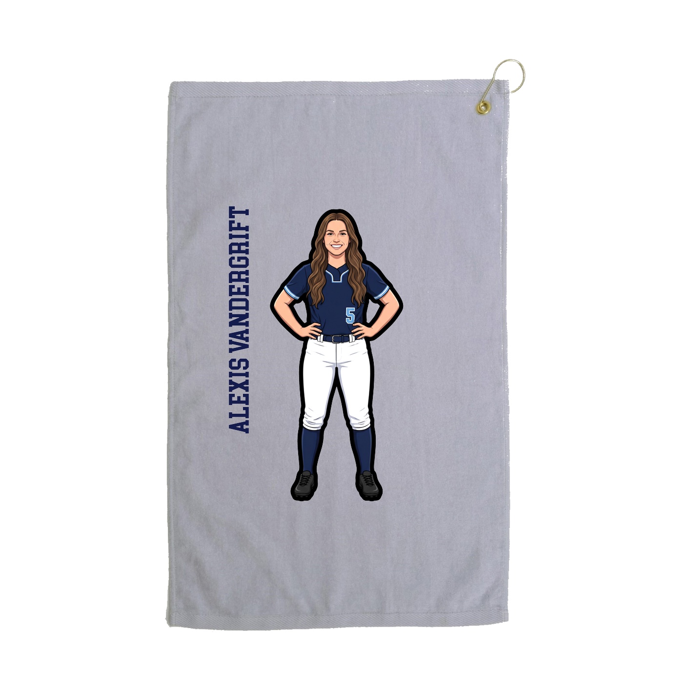 Golf Towel — Name Vertical in Grey
