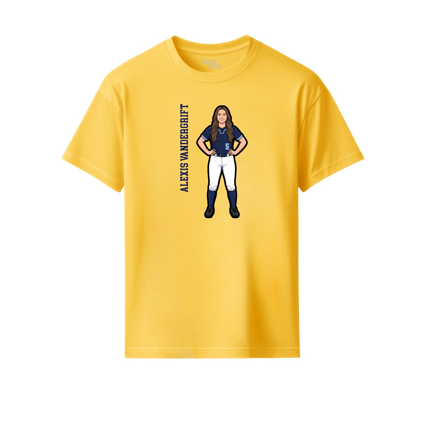 Youth Tee — Name Vertical in Yellow