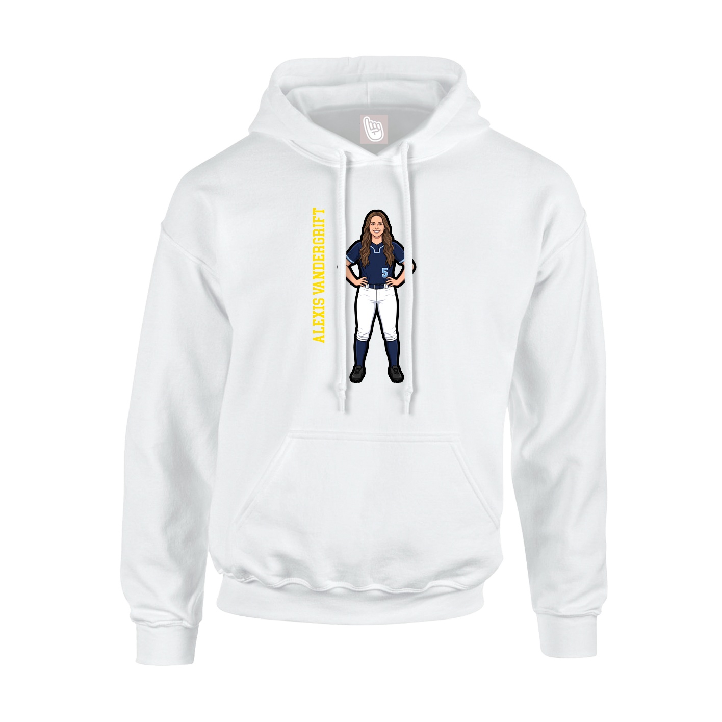 Youth Hoodie — Name Vertical in White
