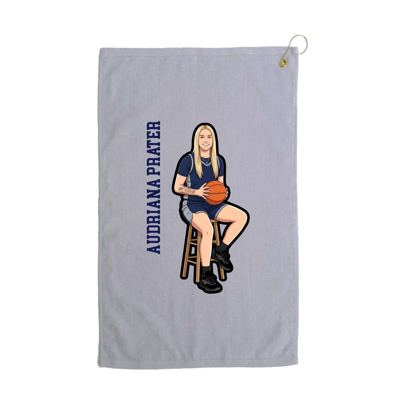Golf Towel — Name Vertical in Grey